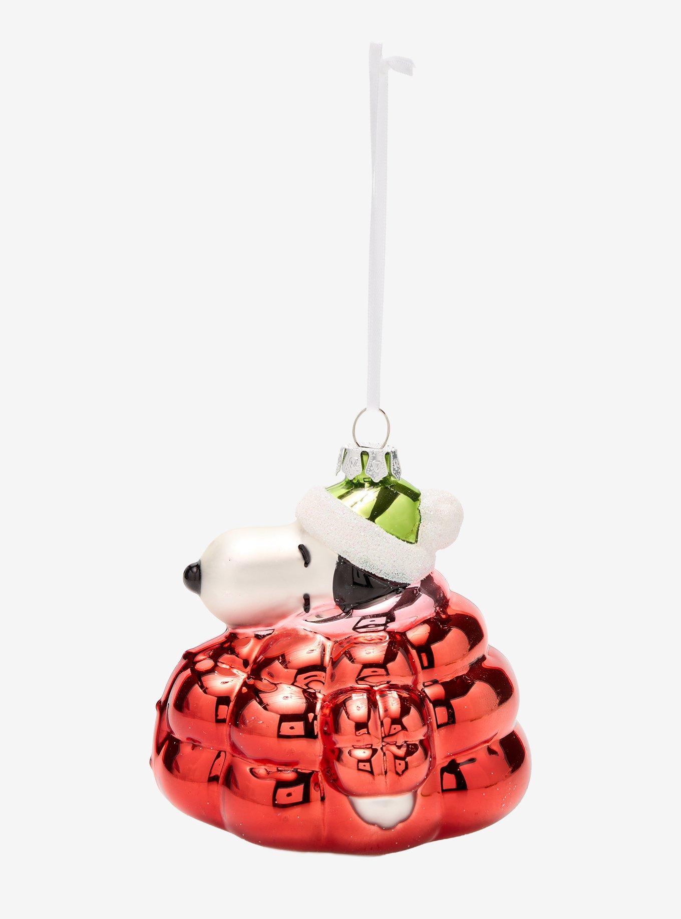 Hallmark Peanuts Puffer Jacket Snoopy Glass Ornament