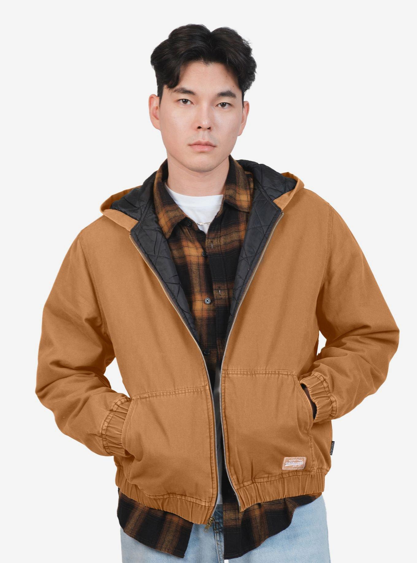 Quilt Lined Hooded Canvas Jacket Tan, , hi-res