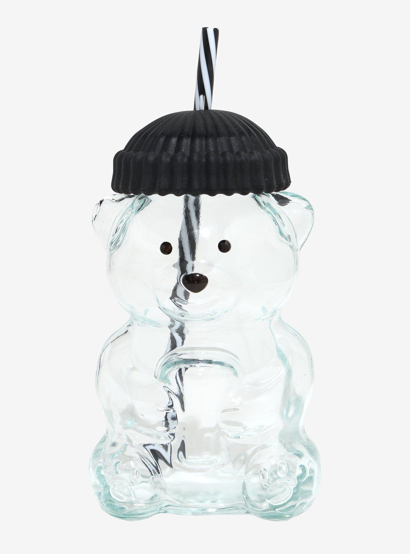 Black Beanie Bear Cup With Straw, , hi-res