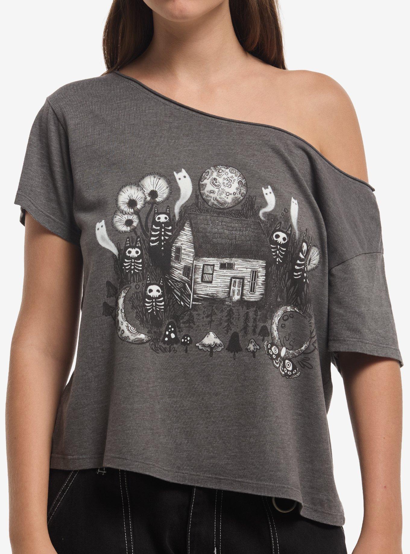 Ghost House Girls Off-Shoulder T-Shirt By Guild Of Calamity, , hi-res