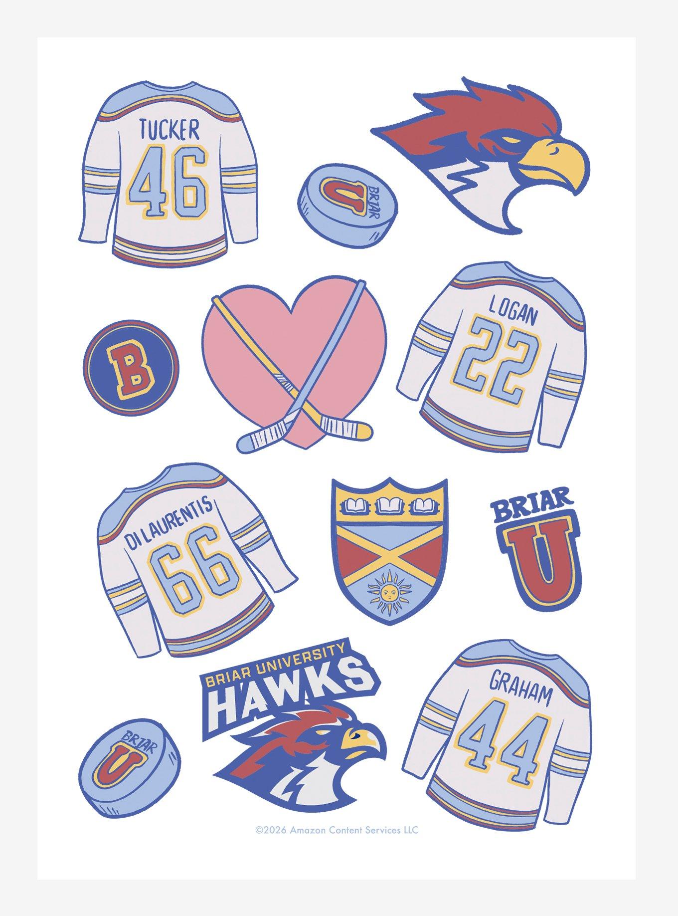 Off Campus Briar University Hawks Hockey Sticker Sheet, , hi-res