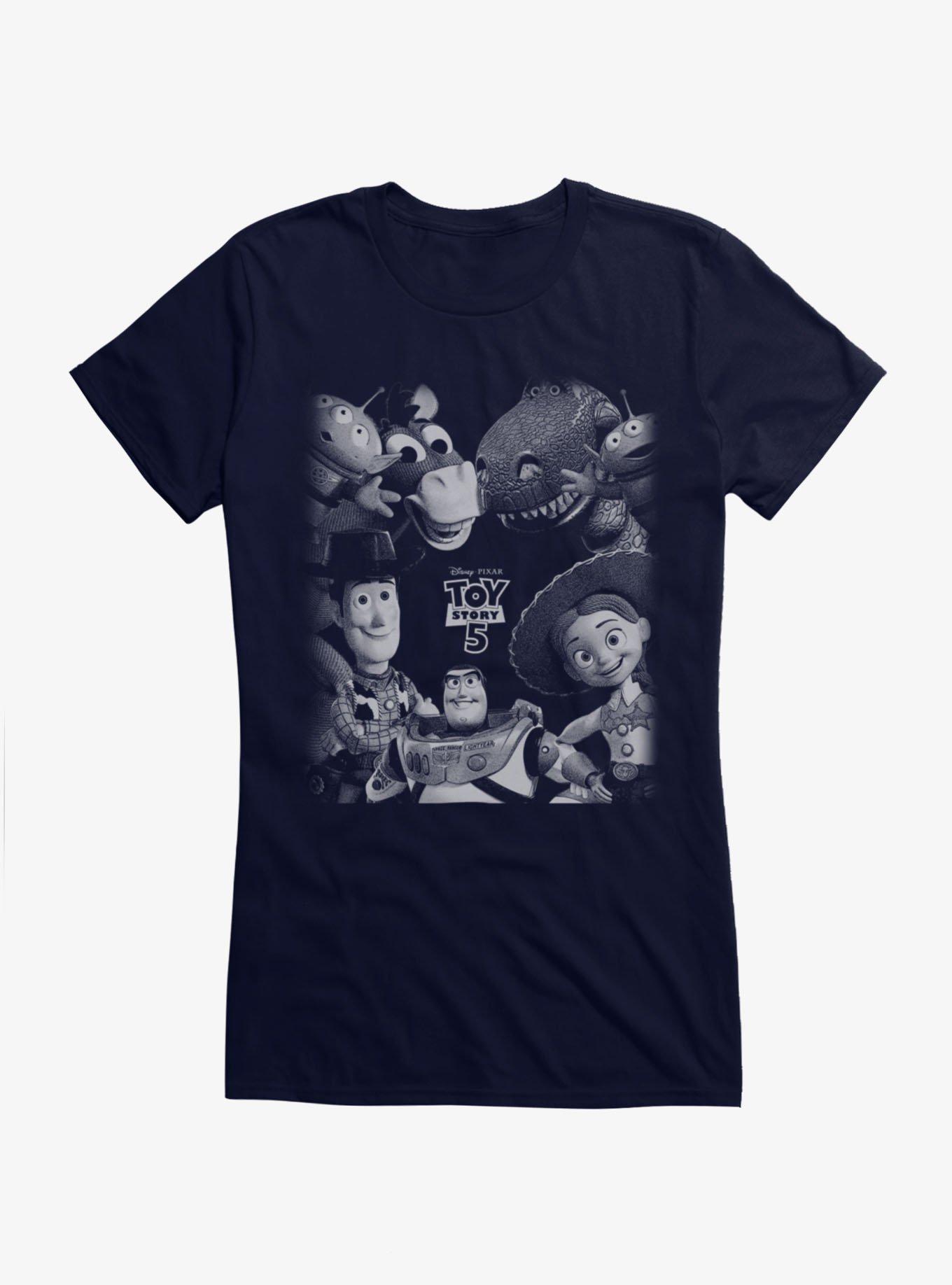 Disney Pixar Toy Story 5 Movie Black And White Group Shot Girls T-Shirt Hot Topic Exclusive, , hi-res