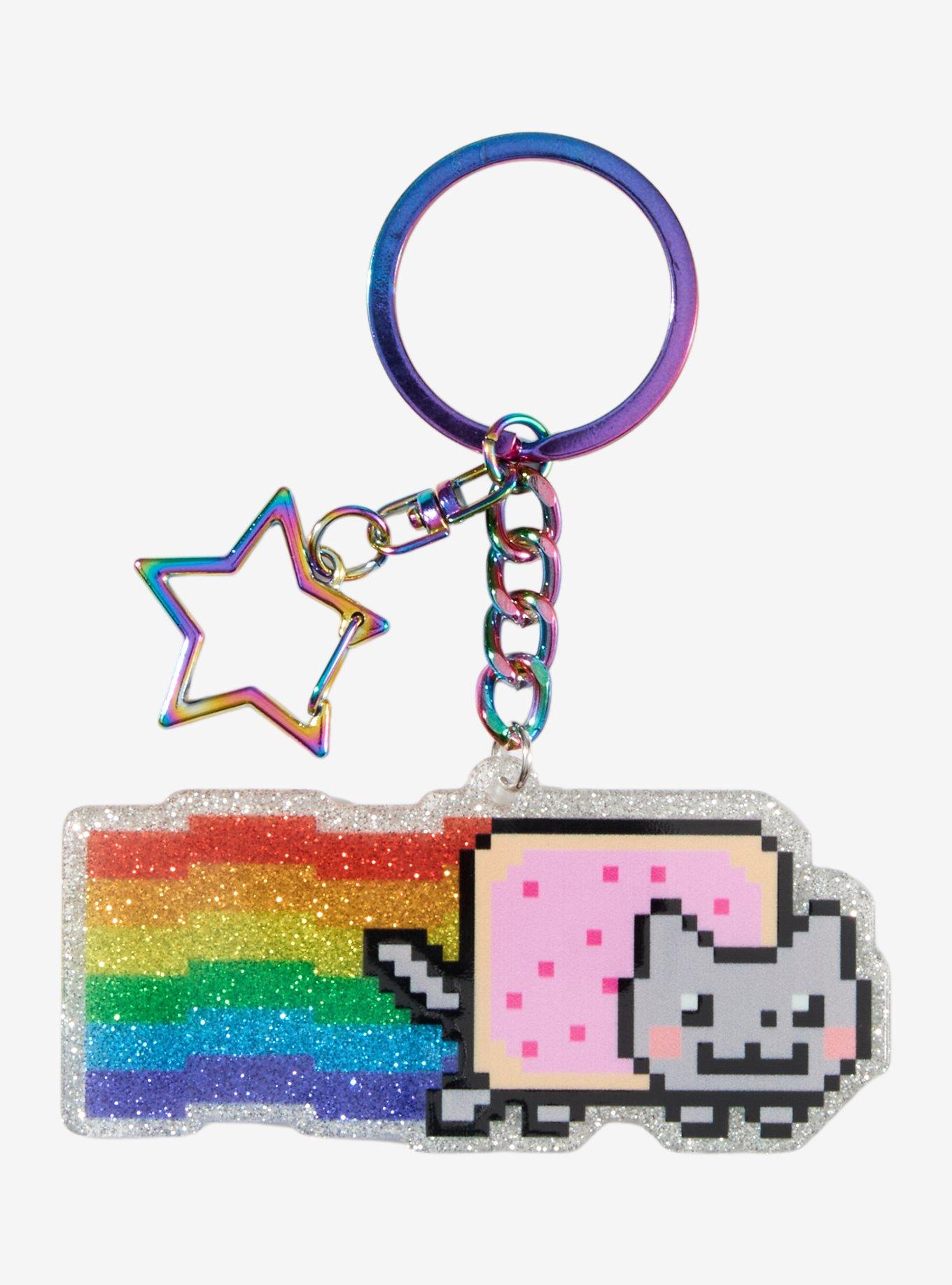 Nyan Cat Glitter Acrylic Keychain Hot Topic Exclusive, , hi-res