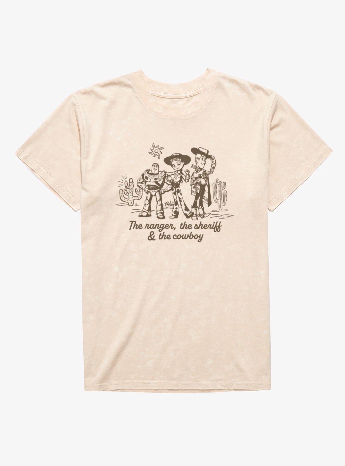 Disney Pixar Toy Story 5 Movie Ranger Sherrif Cowboy Outline Buzz Jessie Woody T-Shirt , , hi-res