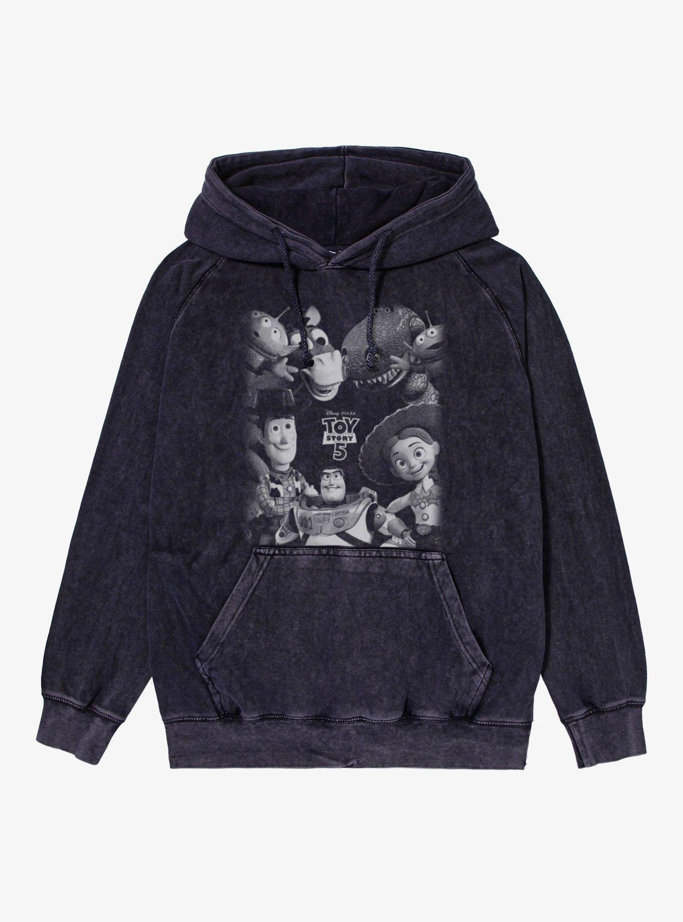 Disney Pixar Toy Story 5 Movie Black And White Group Shot Hoodie Hot Topic Exclusive, , hi-res