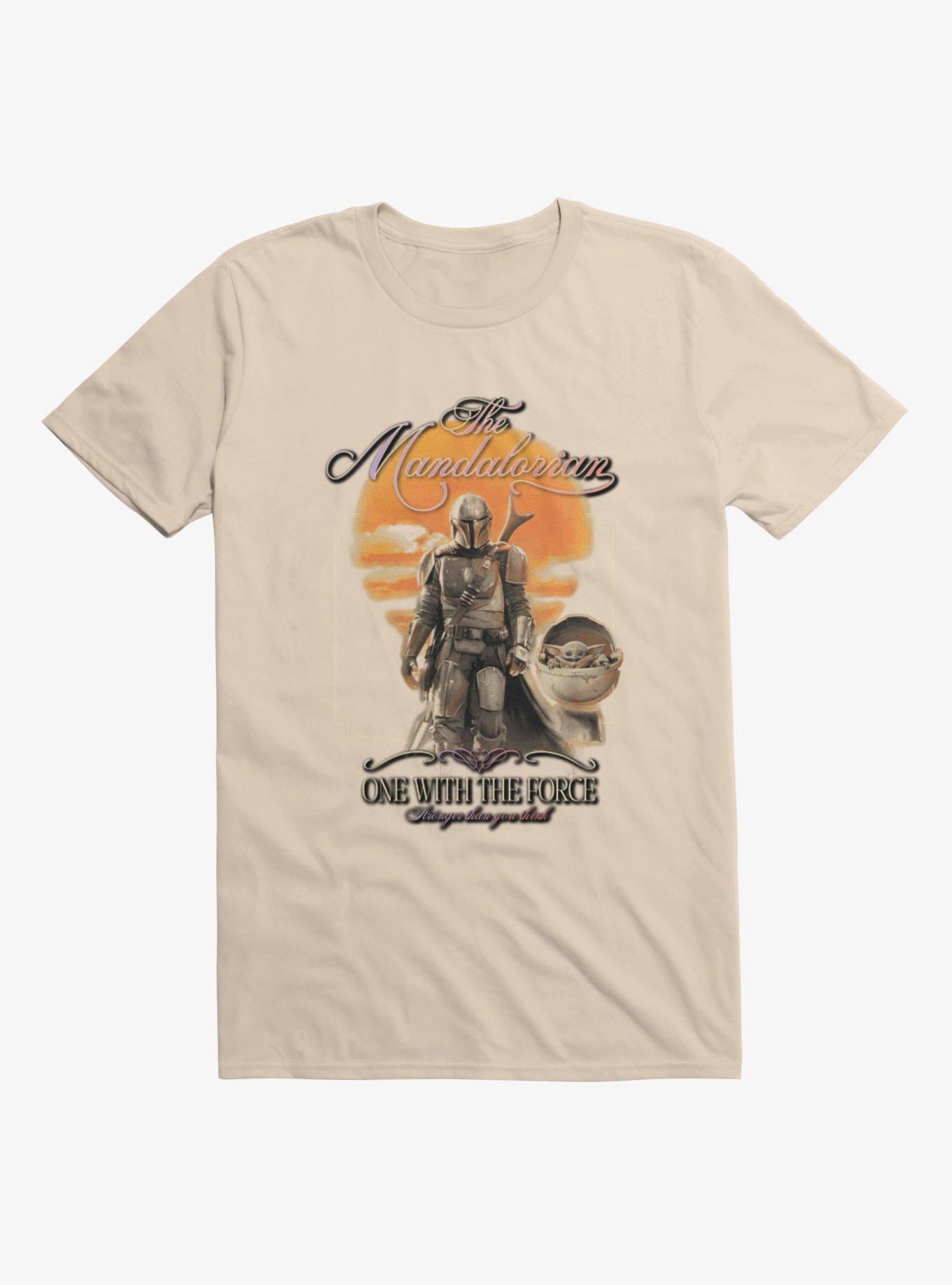 Star Wars The Mandalorian One With The Force Western Poster T-Shirt, SAND, hi-res