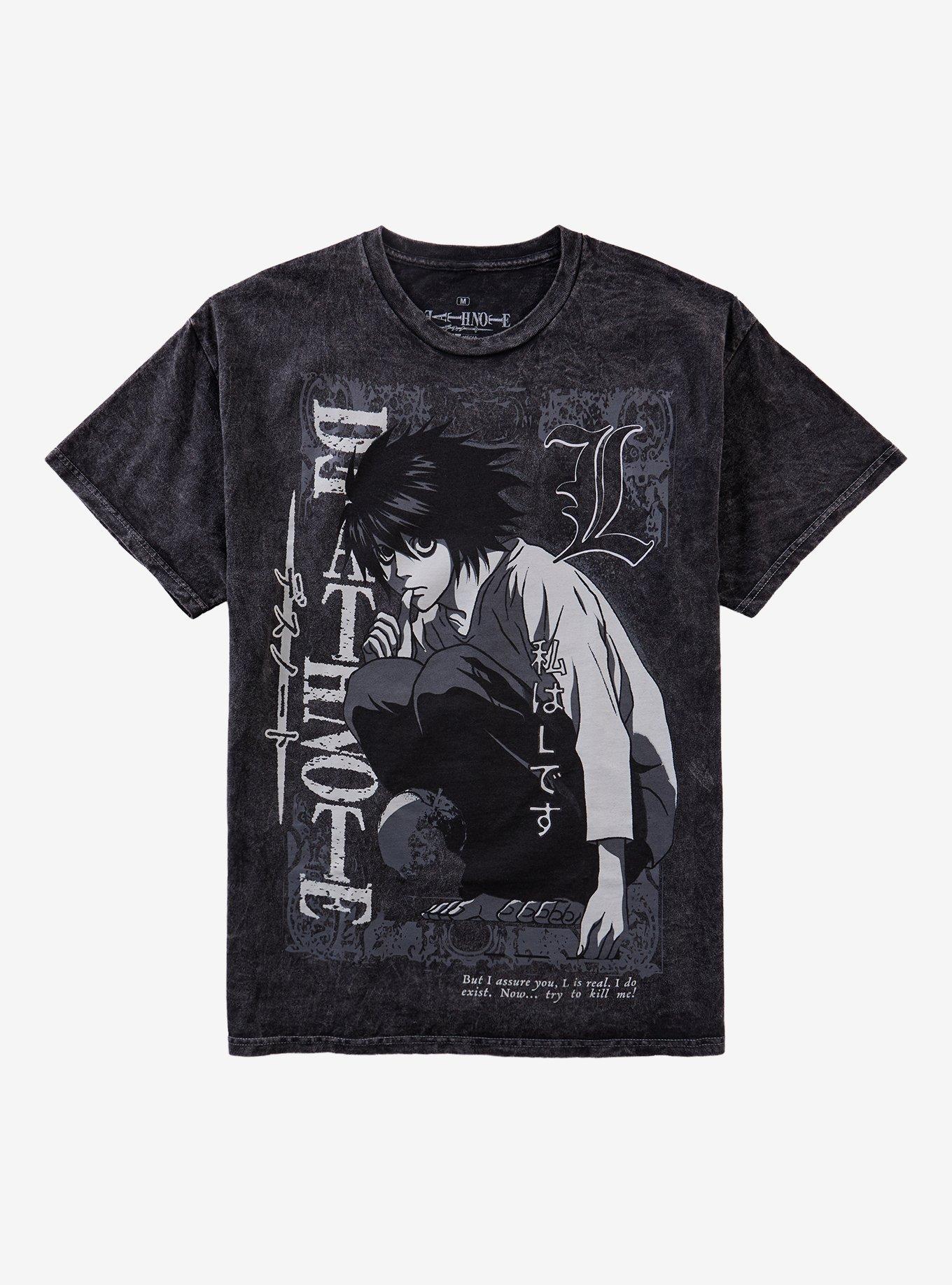 Death Note L Monochrome Dark Wash T-Shirt, , hi-res