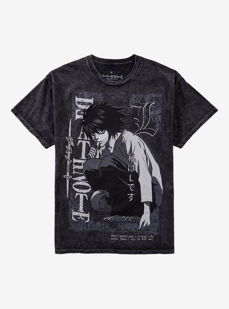 Death Note L Monochrome Dark Wash T-Shirt | Hot Topic