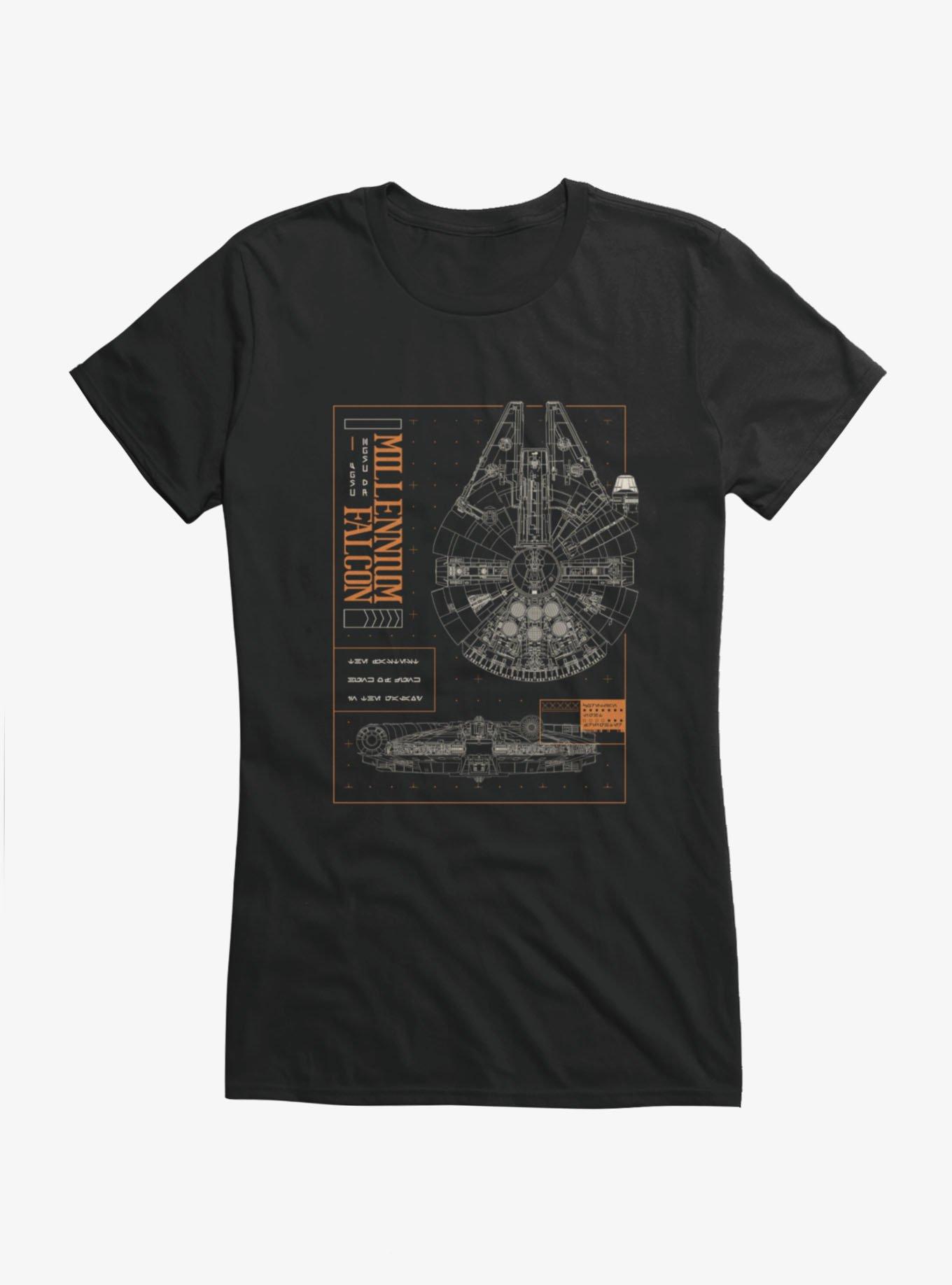 Star Wars Millenium Falcon Schematic Layout Girls T-Shirt