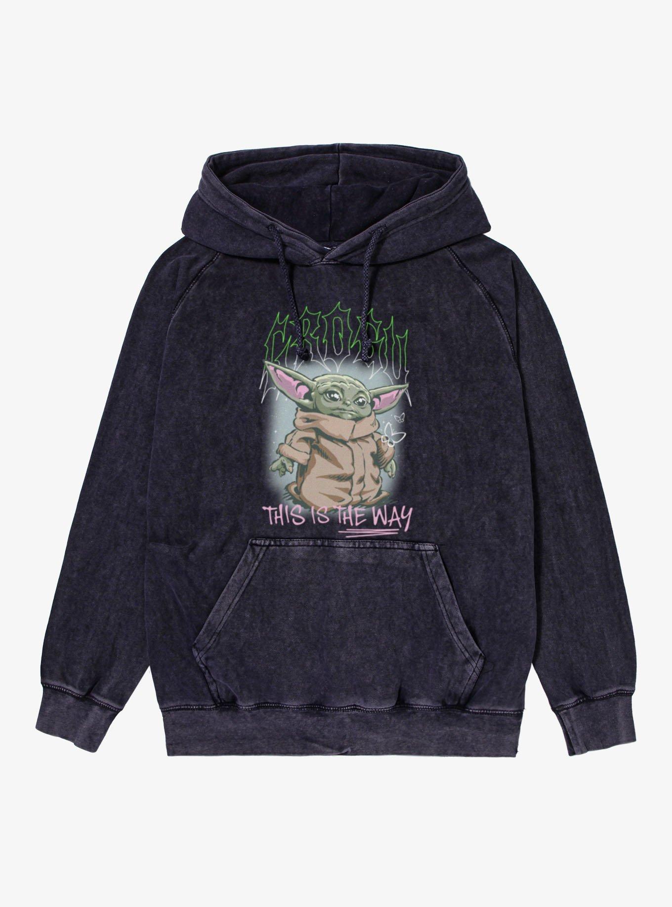 Star Wars The Mandalorian Grogu Spike Text Mineral Wash Hoodie, , hi-res