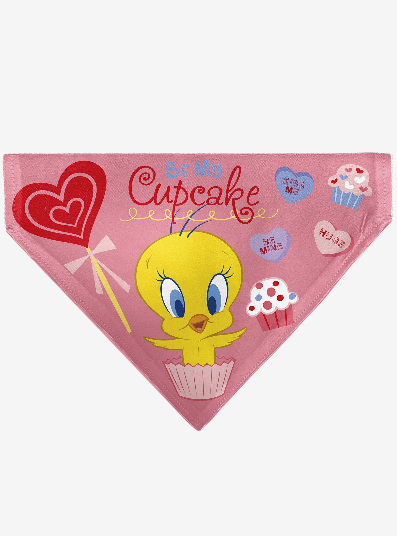 Looney Tunes Tweety Bird Be My Cupcake Sweets Pose and Title Slip On Collar Pet Bandana - Bandana Only, , hi-res