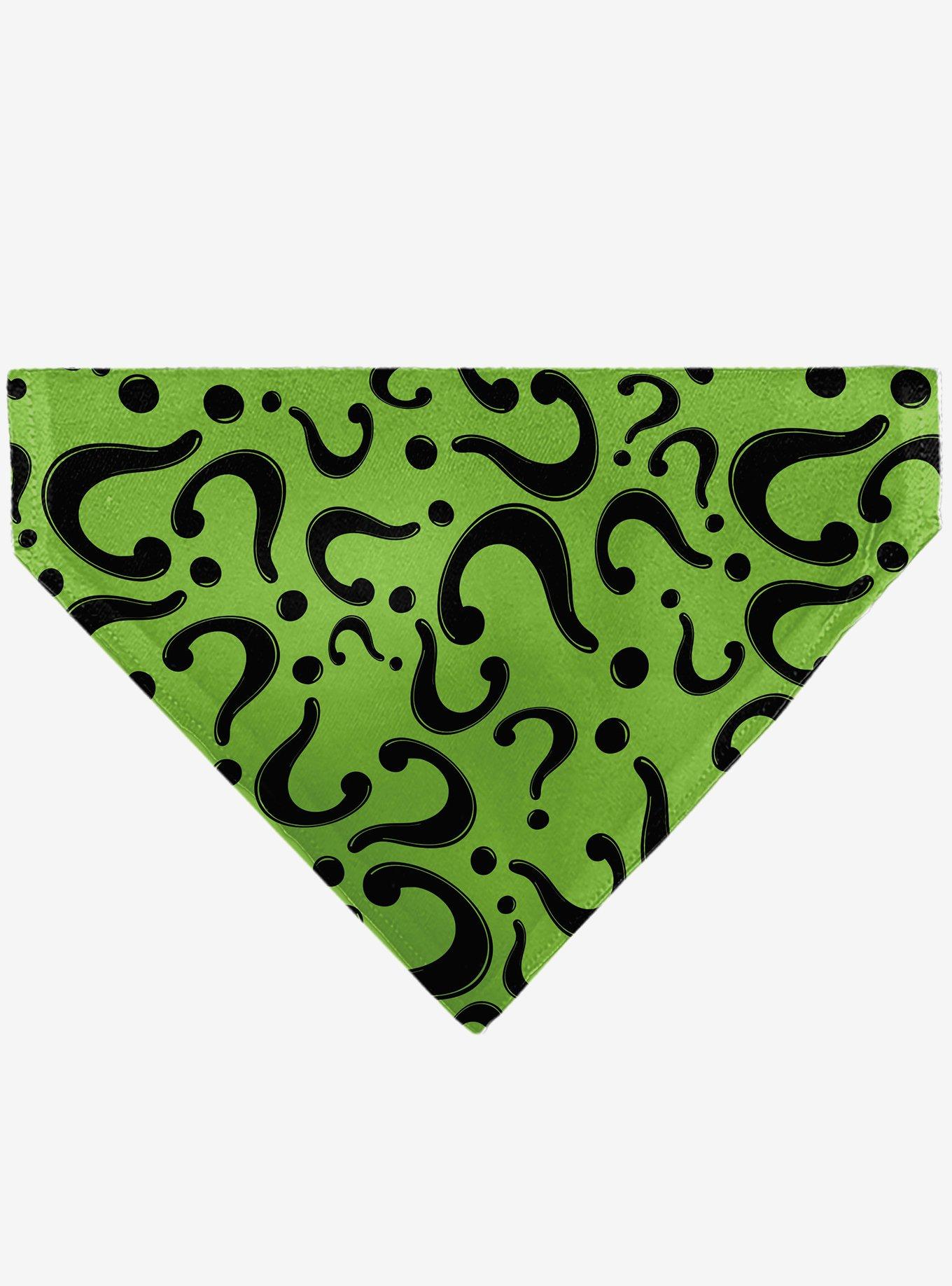 DC Comics The Riddler Question Mark Scattered Black Slip On Collar Pet Bandana - Bandana Only, , hi-res