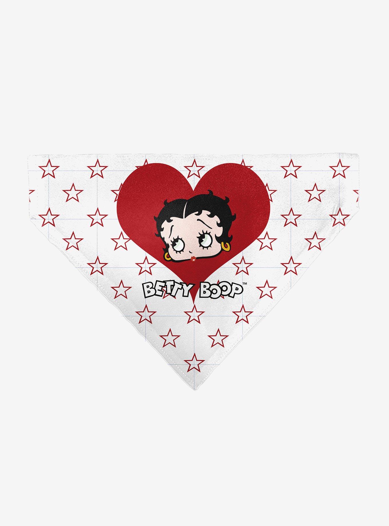 Betty Boop Face Heart and Text Stars Red Slip On Collar Pet Bandana - Bandana Only, , hi-res