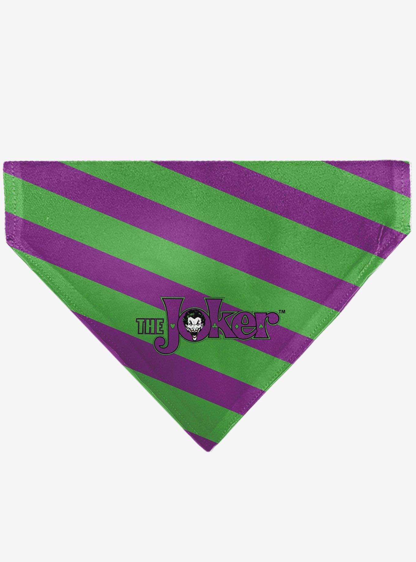 DC Comics The Joker Title and Stripe Purple Slip On Collar Pet Bandana - Bandana Only, , hi-res