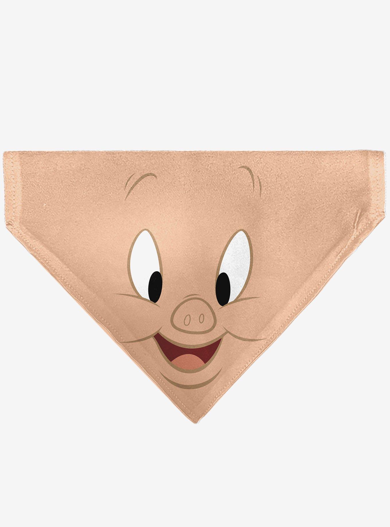 Looney Tunes Porky Pig Face Close Up Peach Slip On Collar Pet Bandana - Bandana Only, , hi-res