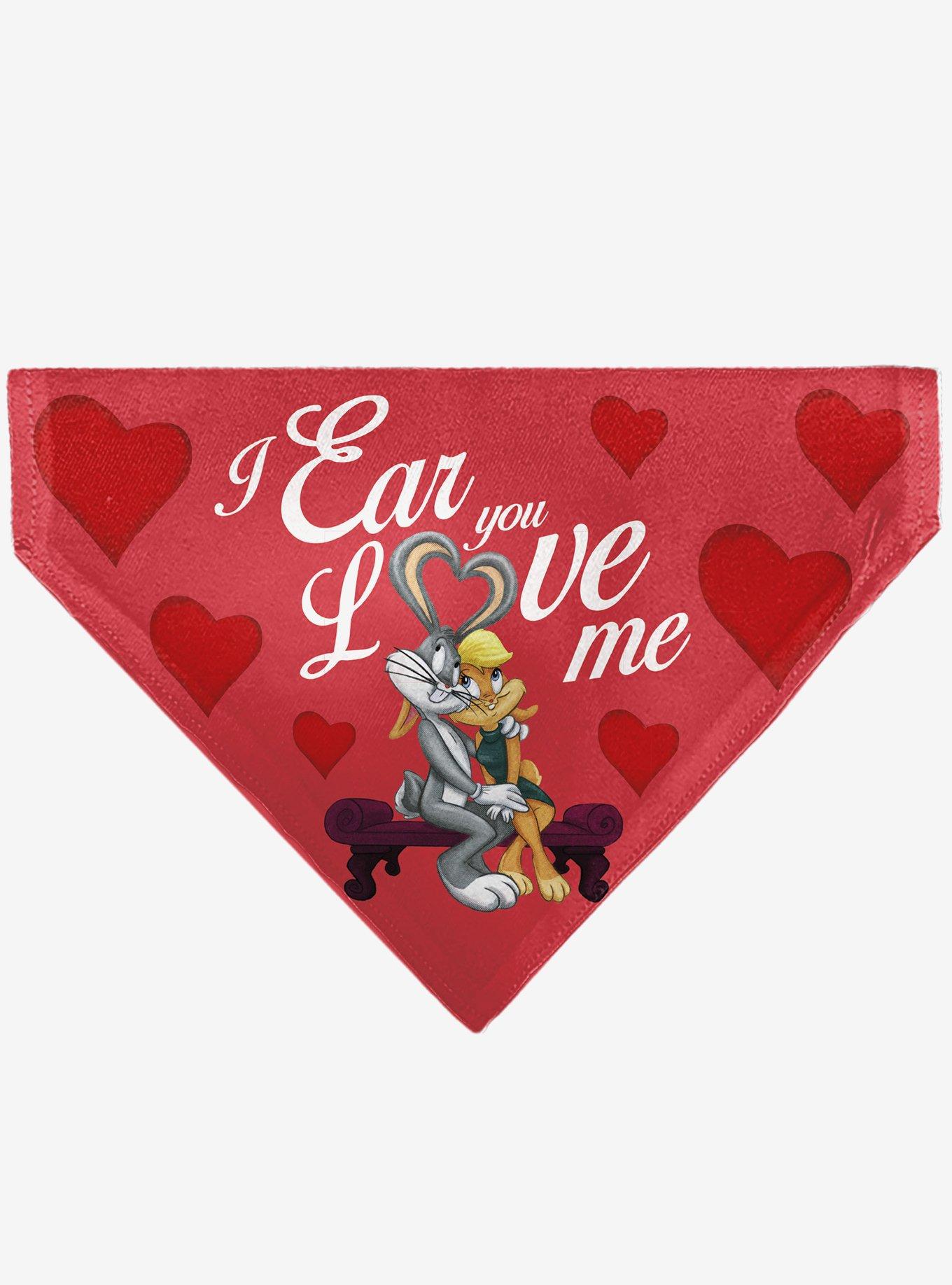 Looney Tunes Bugs & Lola I Ear You Love Me Hearts Slip On Collar Pet Bandana - Bandana Only, , hi-res