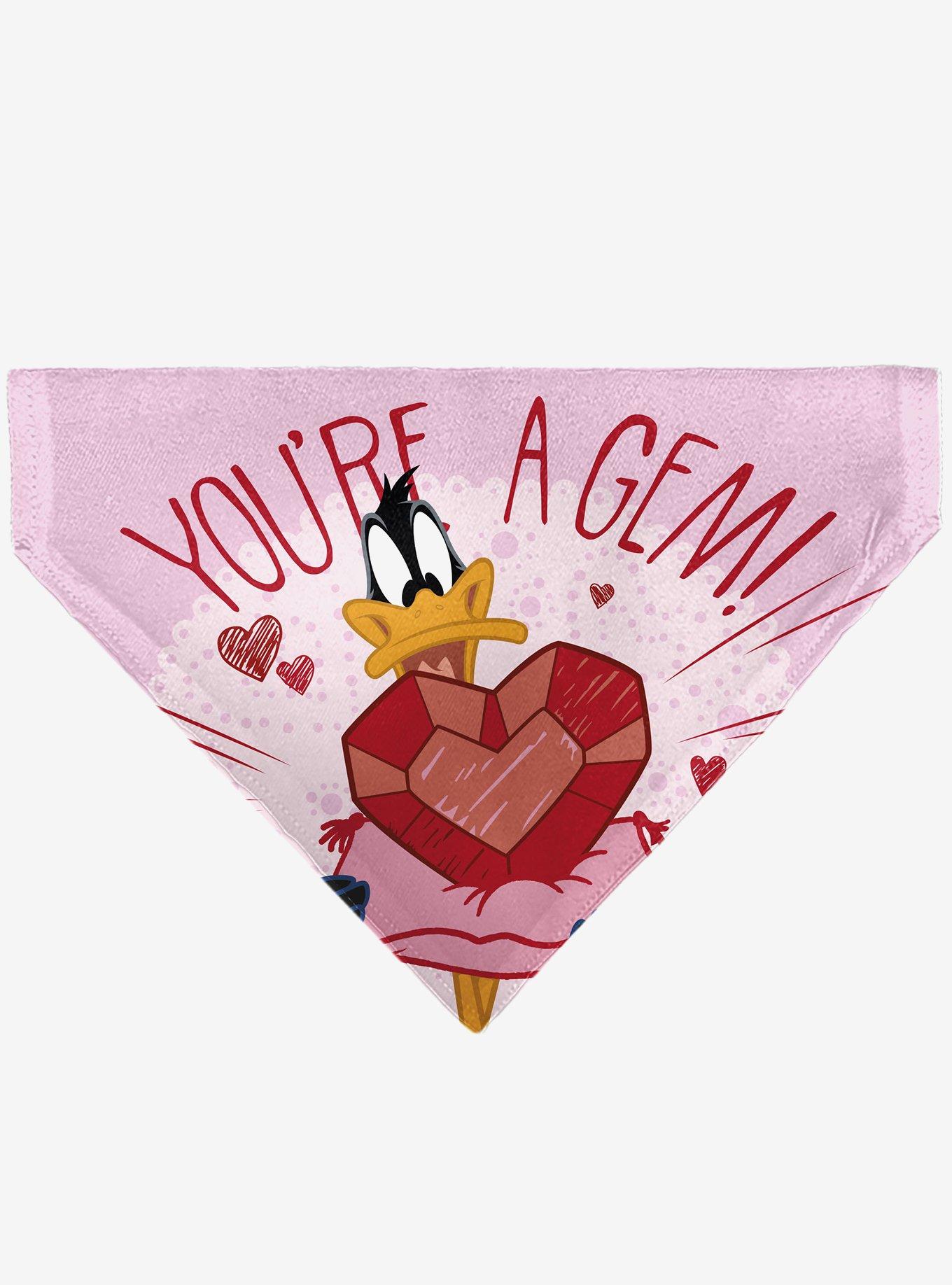 Looney Tunes Daffy Duck You're A Gem Heart Title Slip On Collar Pet Bandana - Bandana Only