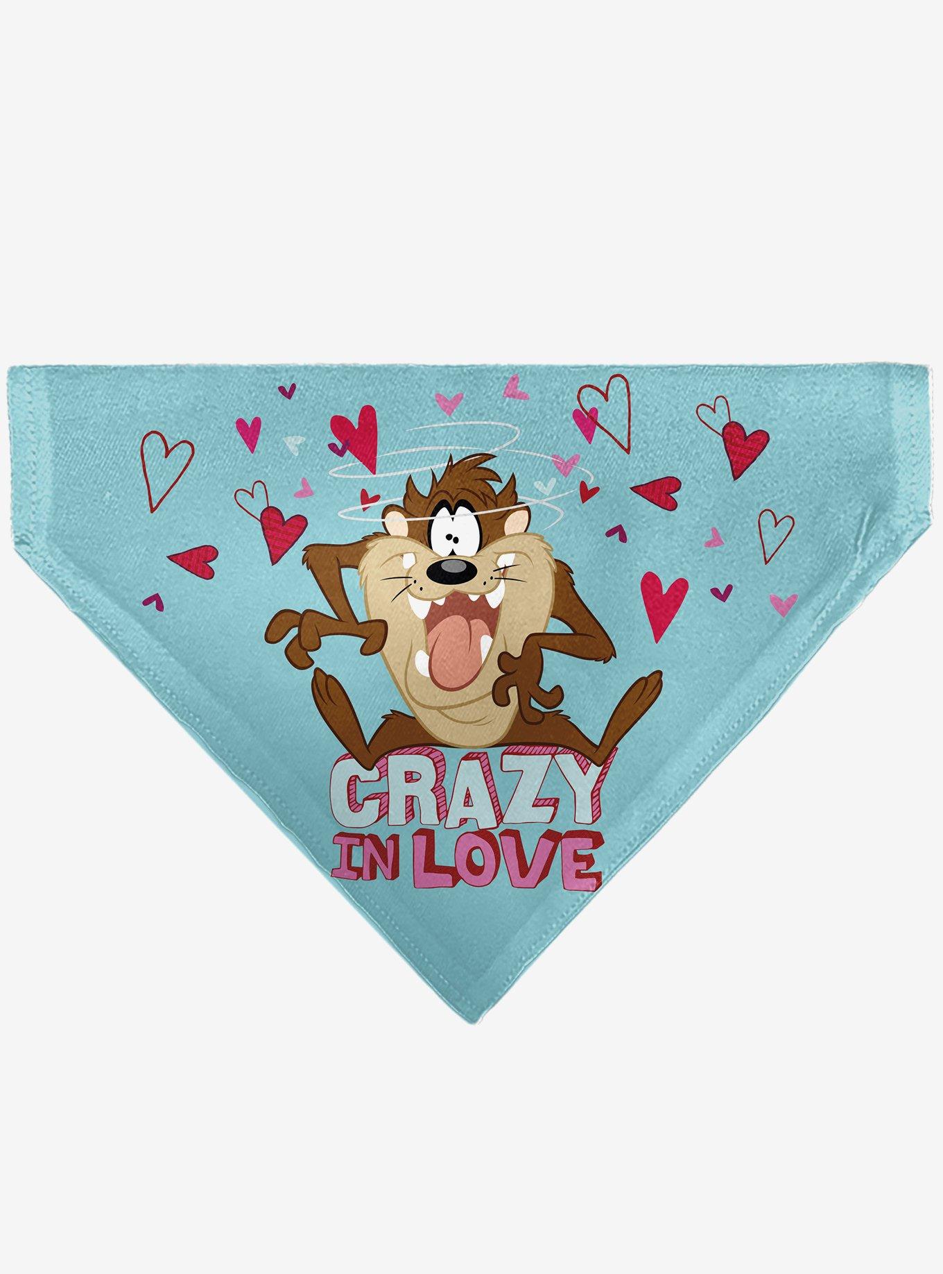 Looney Tunes Taz Tasmanian Devil Crazy In Love Heart Logo Slip On Collar Pet Bandana - Bandana Only, , hi-res