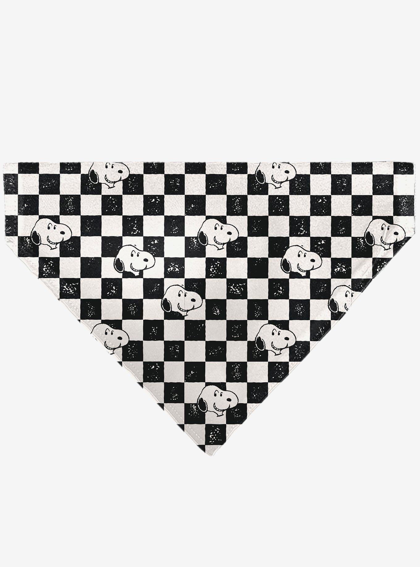 Peanuts Snoopy Smiling Face Checker Slip On Collar Pet Bandana - Bandana Only, , hi-res