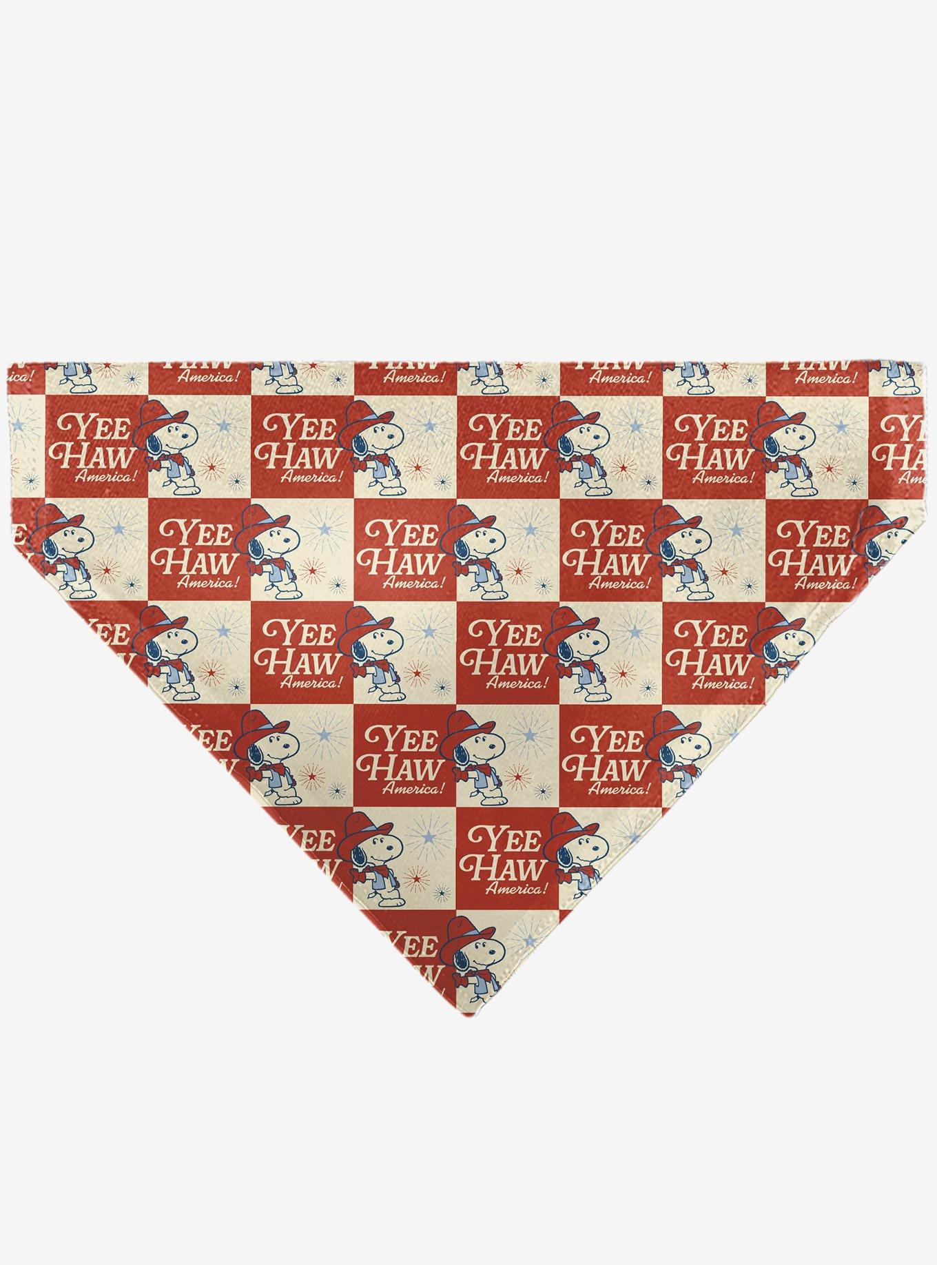 Peanuts Snoopy Yee Haw America Checker Slip On Collar Pet Bandana - Bandana Only, , hi-res