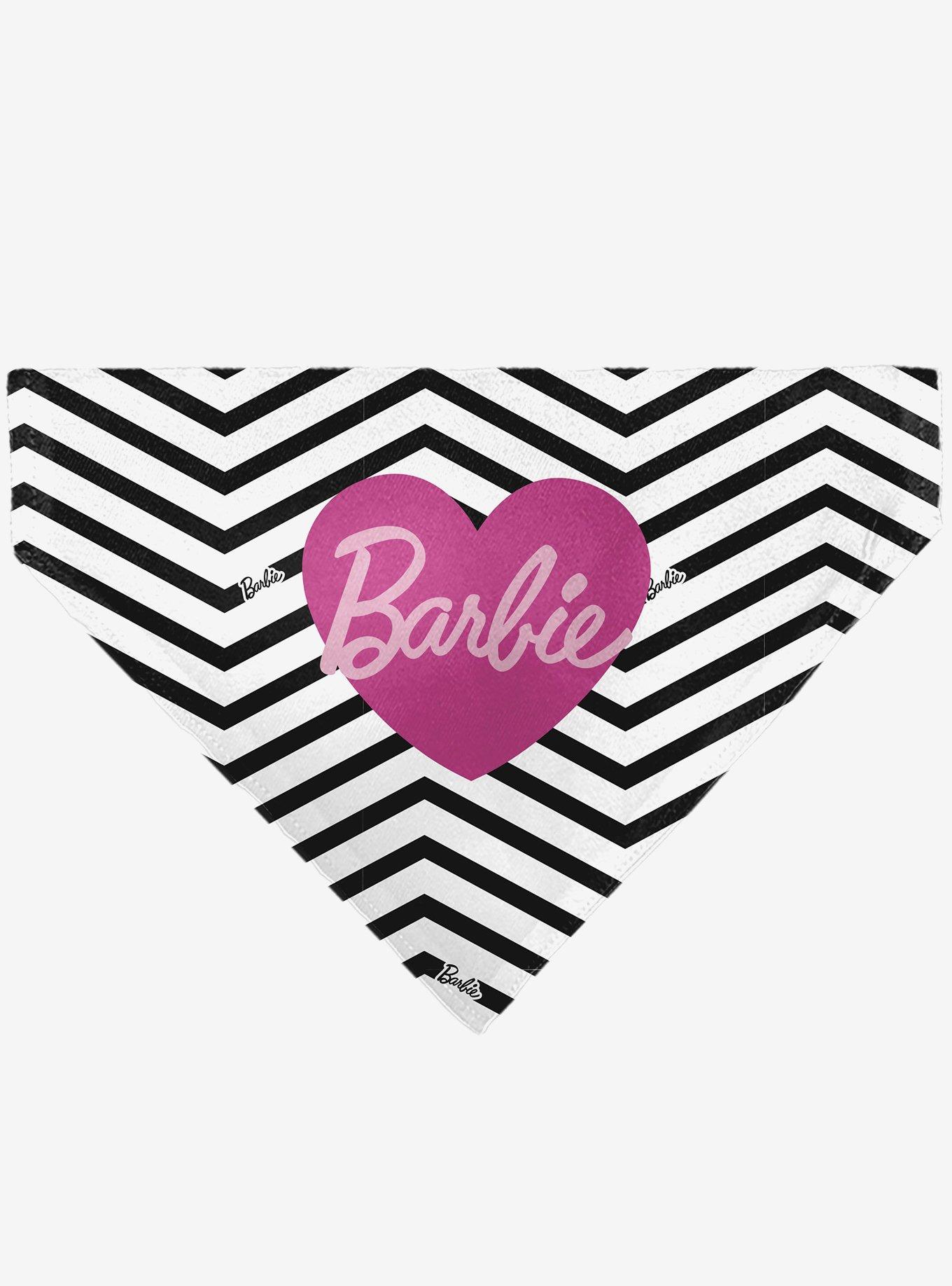 Barbie Script Heart Chevron Black Slip On Collar Pet Bandana - Bandana Only, , hi-res