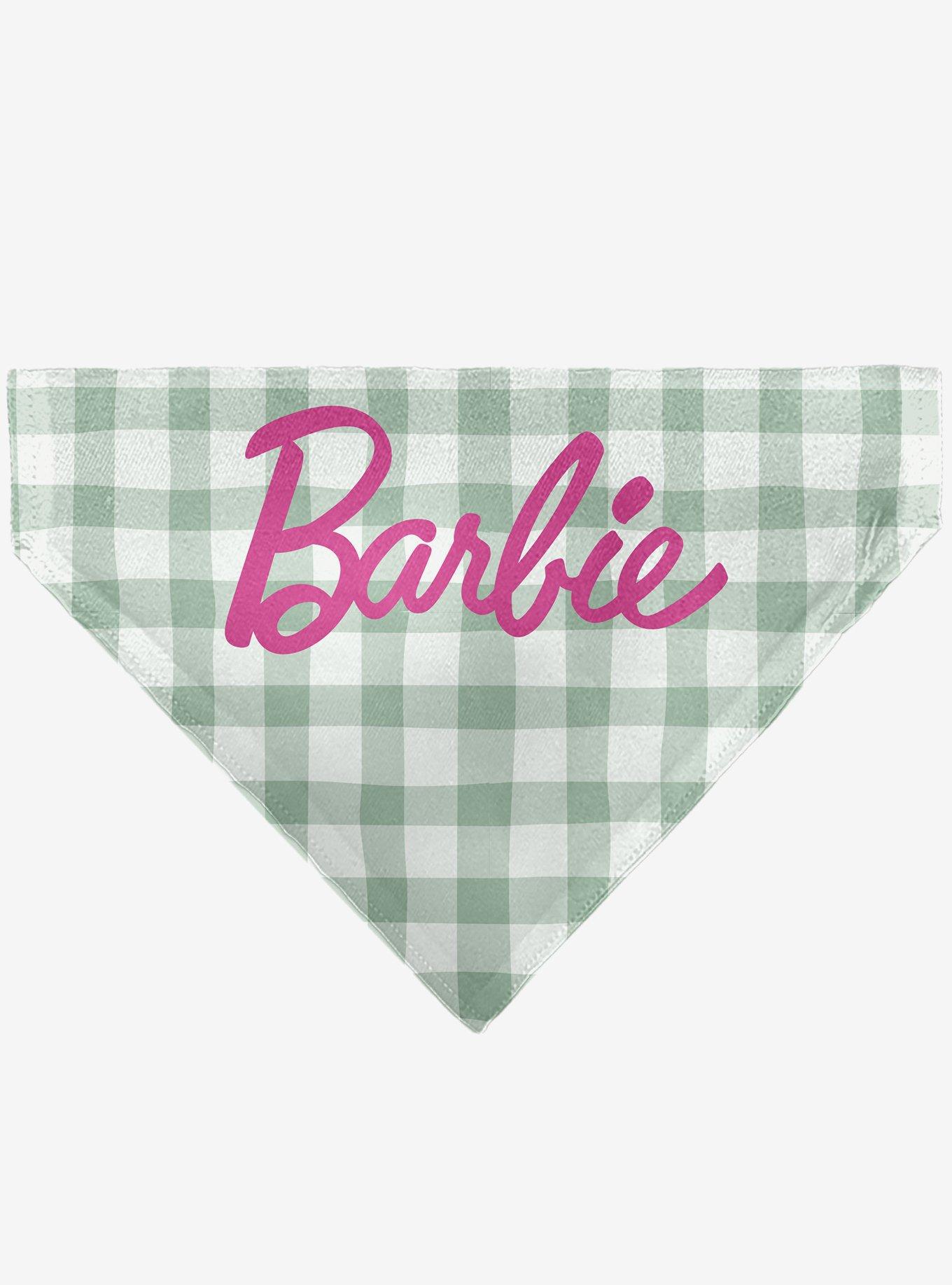 Barbie Script Plaid Beige Slip On Collar Pet Bandana - Bandana Only, , hi-res