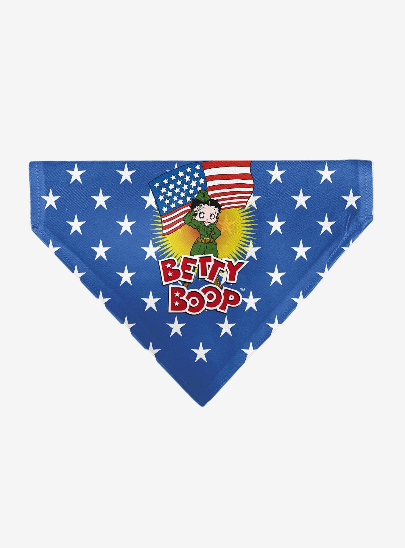 Betty Boop Americana Soldier Salute Pose and Stars Slip On Collar Pet Bandana - Bandana Only, , hi-res