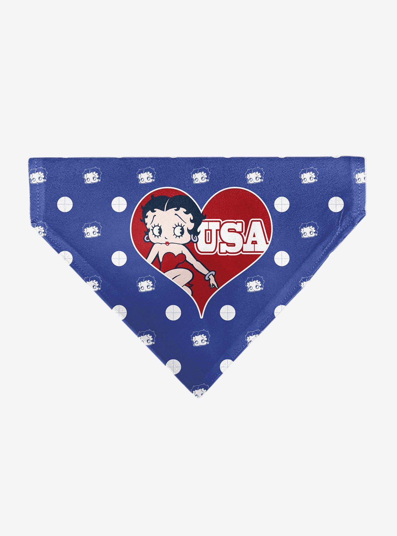 Betty Boop USA Heart Pose Polka Dot Face Slip On Collar Pet Bandana - Bandana Only, , hi-res