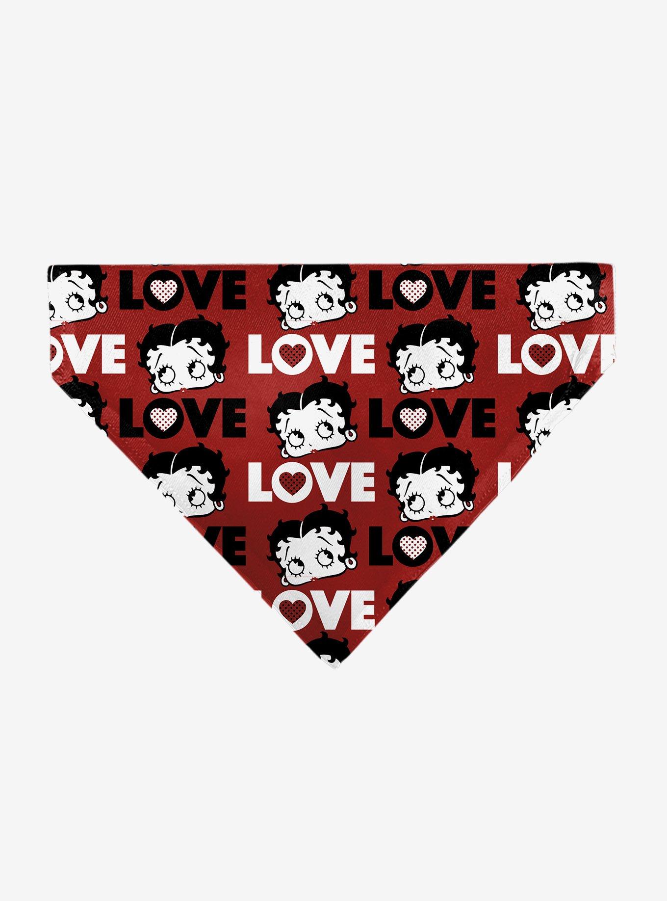 Betty Boop Love Text and Face Slip On Collar Pet Bandana - Bandana Only, , hi-res