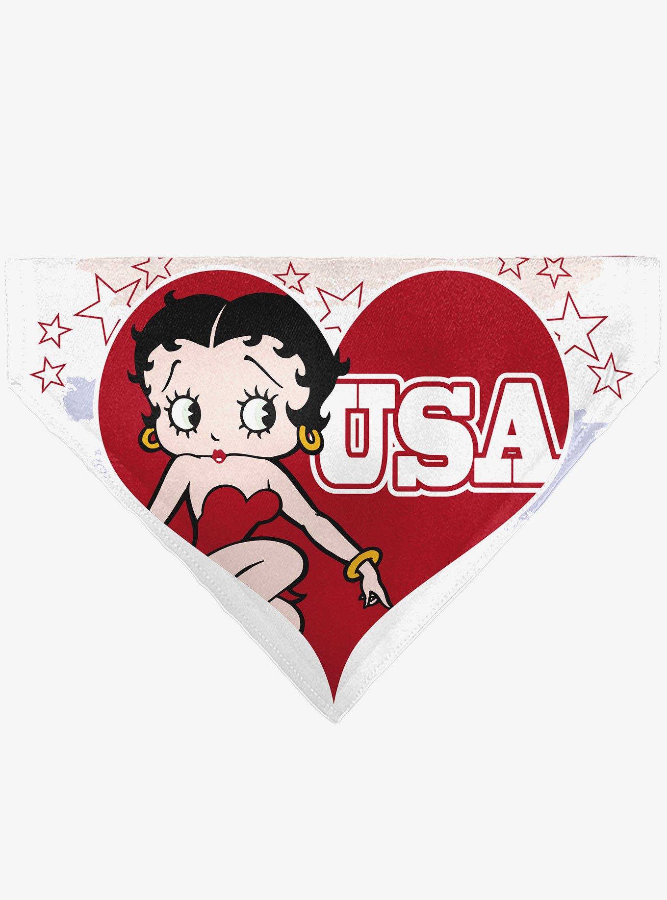 Betty Boop USA Heart Pose and Stars Slip On Collar Pet Bandana - Bandana Only, , hi-res