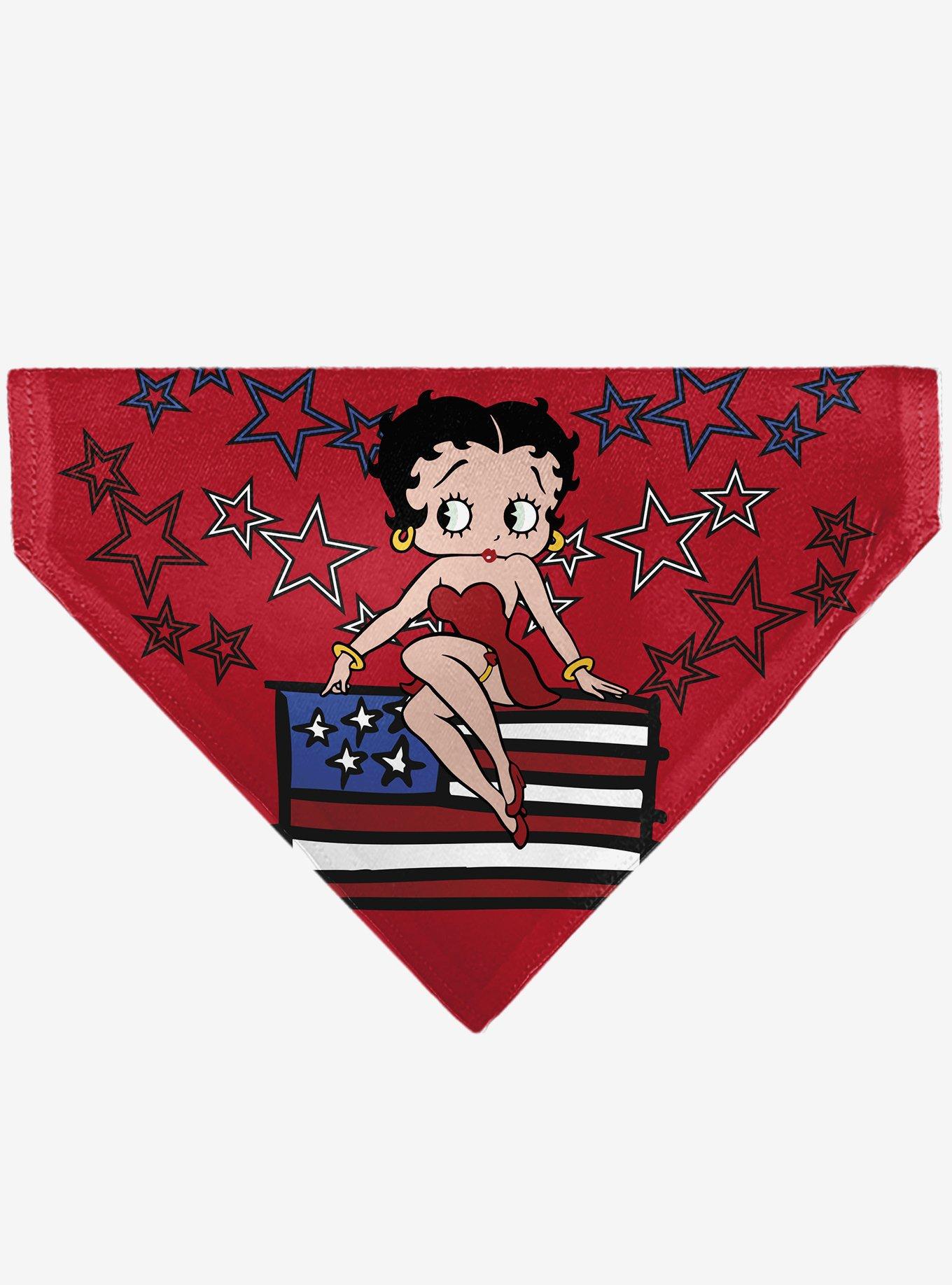 Betty Boop Americana Stars and Stripes Pose Slip On Collar Pet Bandana - Bandana Only, , hi-res