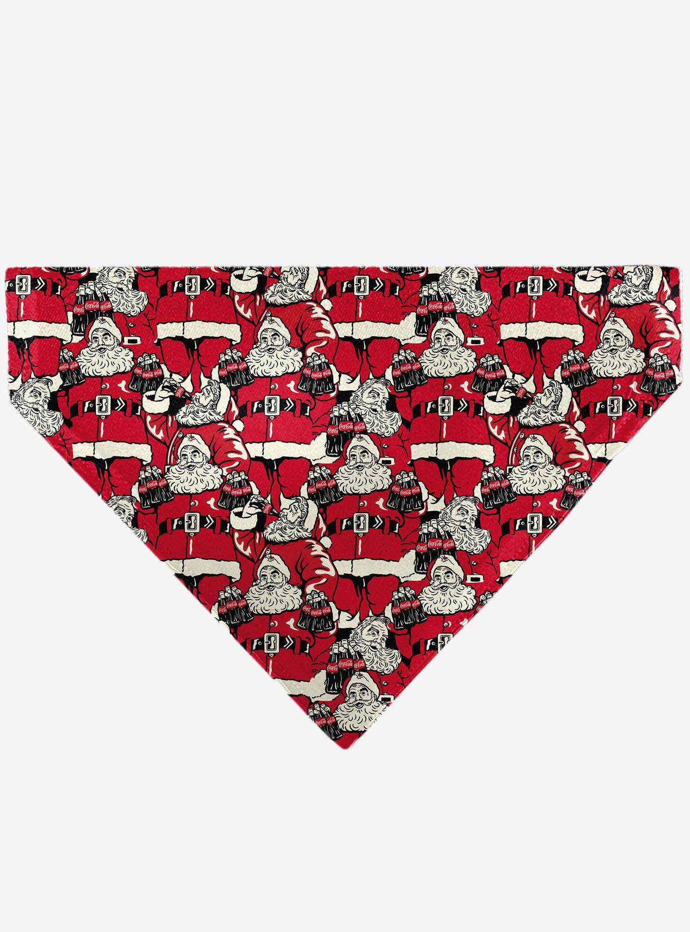 The Coca-Cola Company Coca Cola Santa Claus Stacked Slip On Collar Pet Bandana - Bandana Only, , hi-res