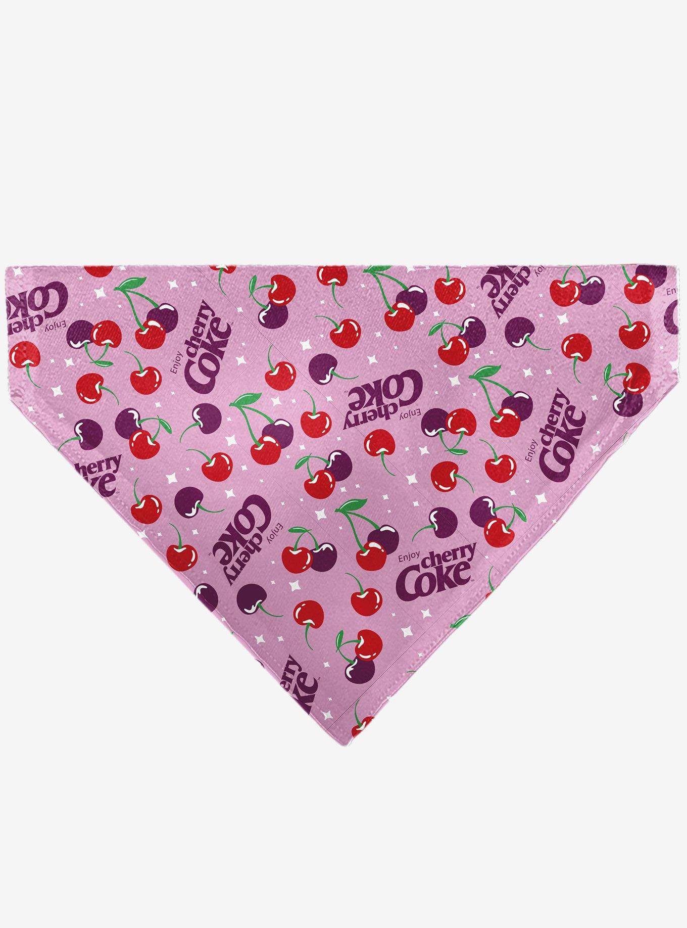The Coca-Cola Company Cherry Coke Cherries and Logo Scattered Slip On Collar Pet Bandana - Bandana Only, , hi-res