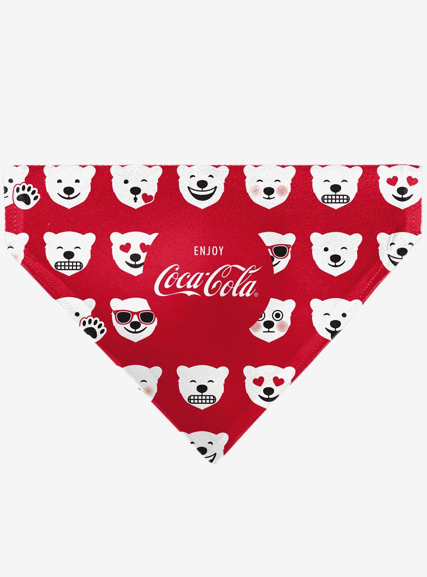 The Coca-Cola Company Enjoy Logo and Polar Bear Expressions Slip On Collar Pet Bandana - Bandana Only, , hi-res