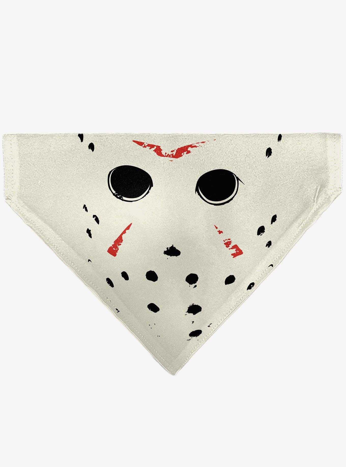 Friday The 13th Hockey Mask Close Up Black Slip On Collar Pet Bandana - Bandana Only, , hi-res
