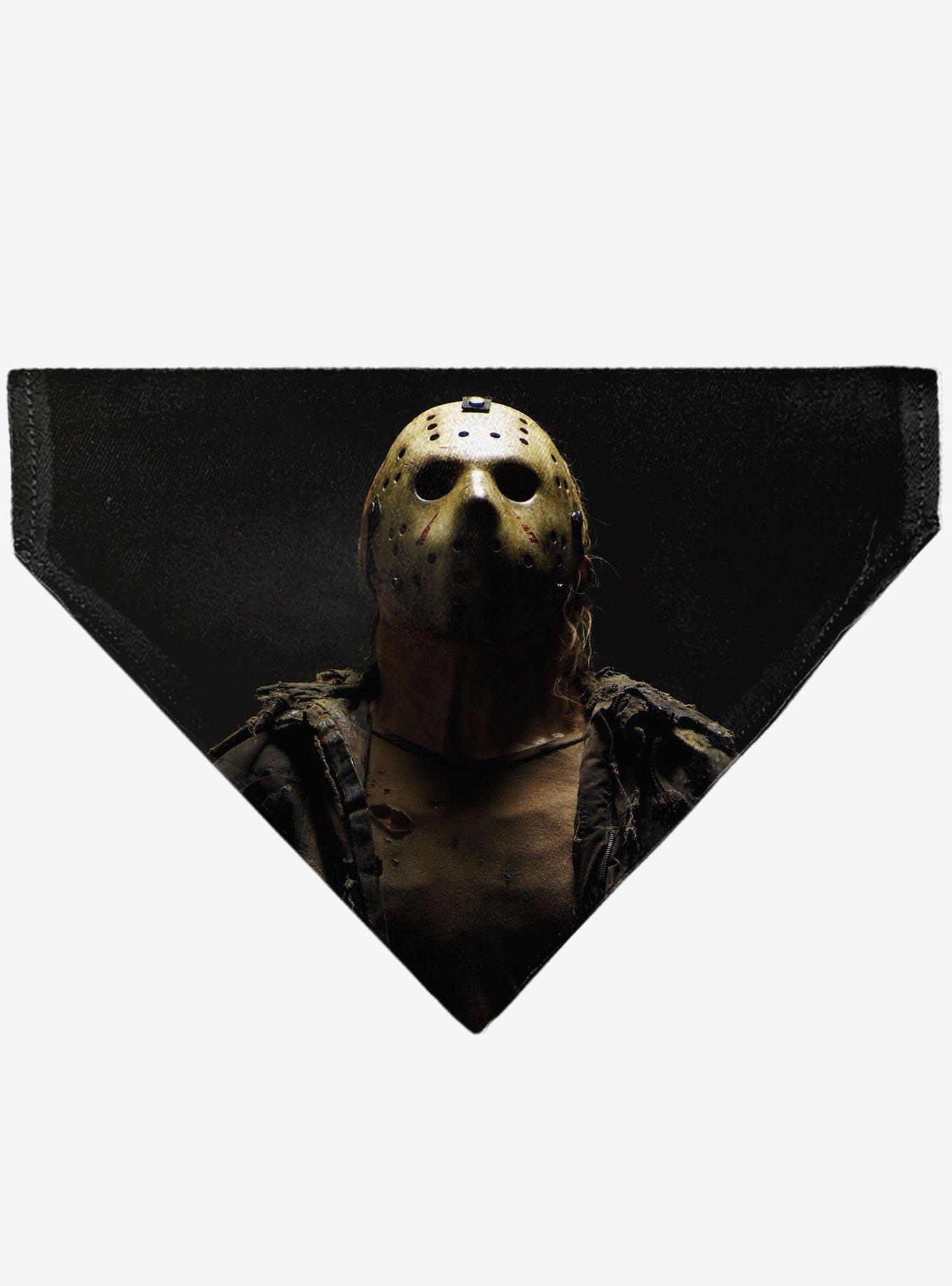 Friday The 13th Jason Pose and Title Black Slip On Collar Pet Bandana - Bandana Only, , hi-res