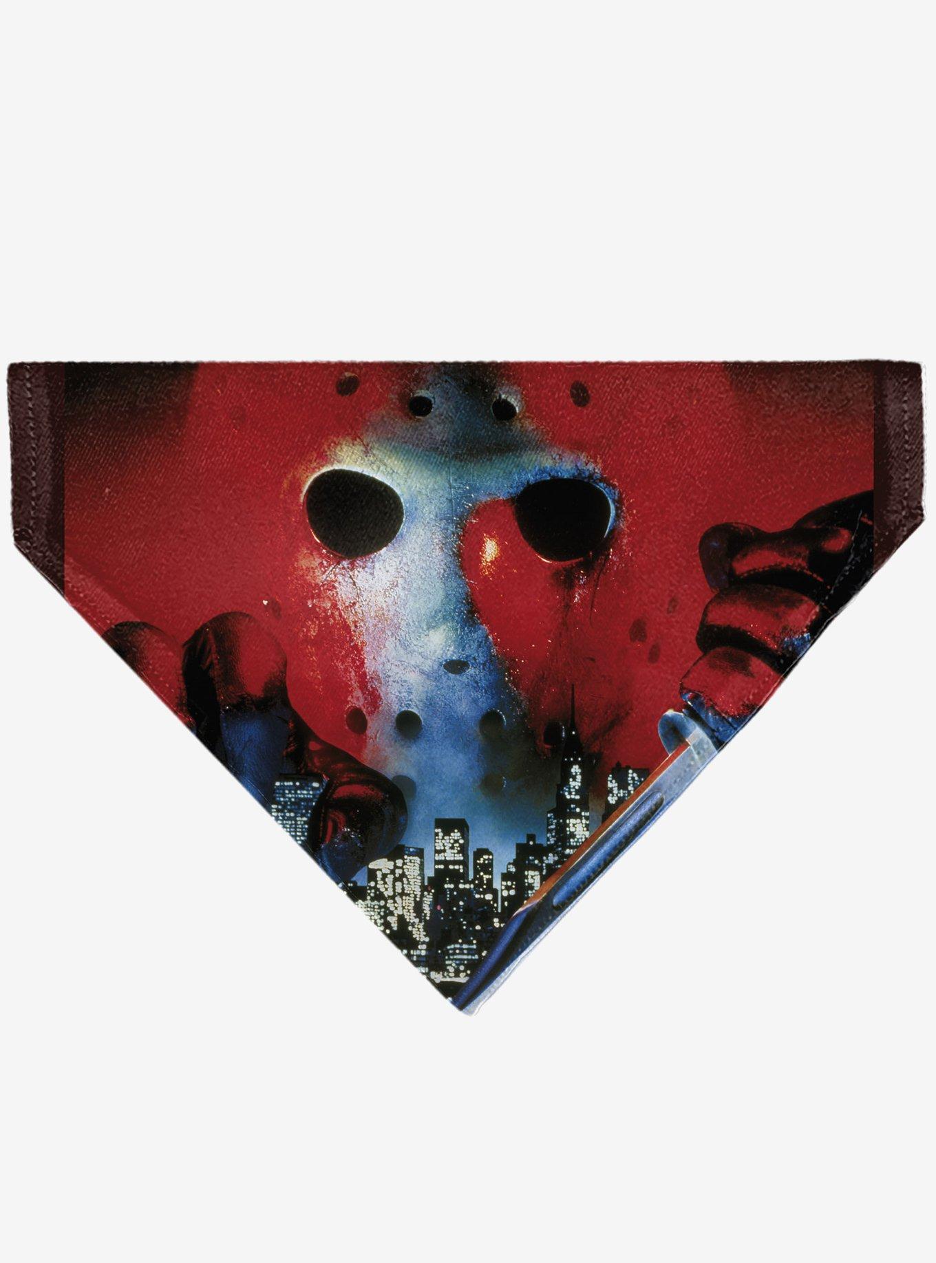 Friday The 13th Jason Hockey Mask Cityscape and Title Slip On Collar Pet Bandana - Bandana Only, , hi-res