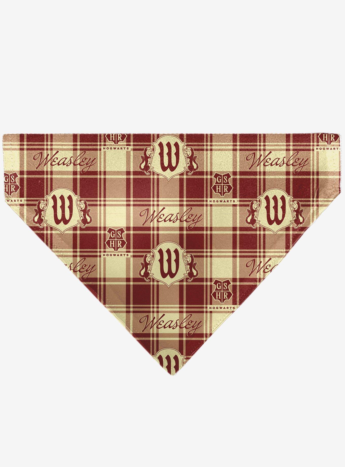 Harry Potter Weasley Family House Crest Plaid Slip On Collar Pet Bandana - Bandana Only, , hi-res
