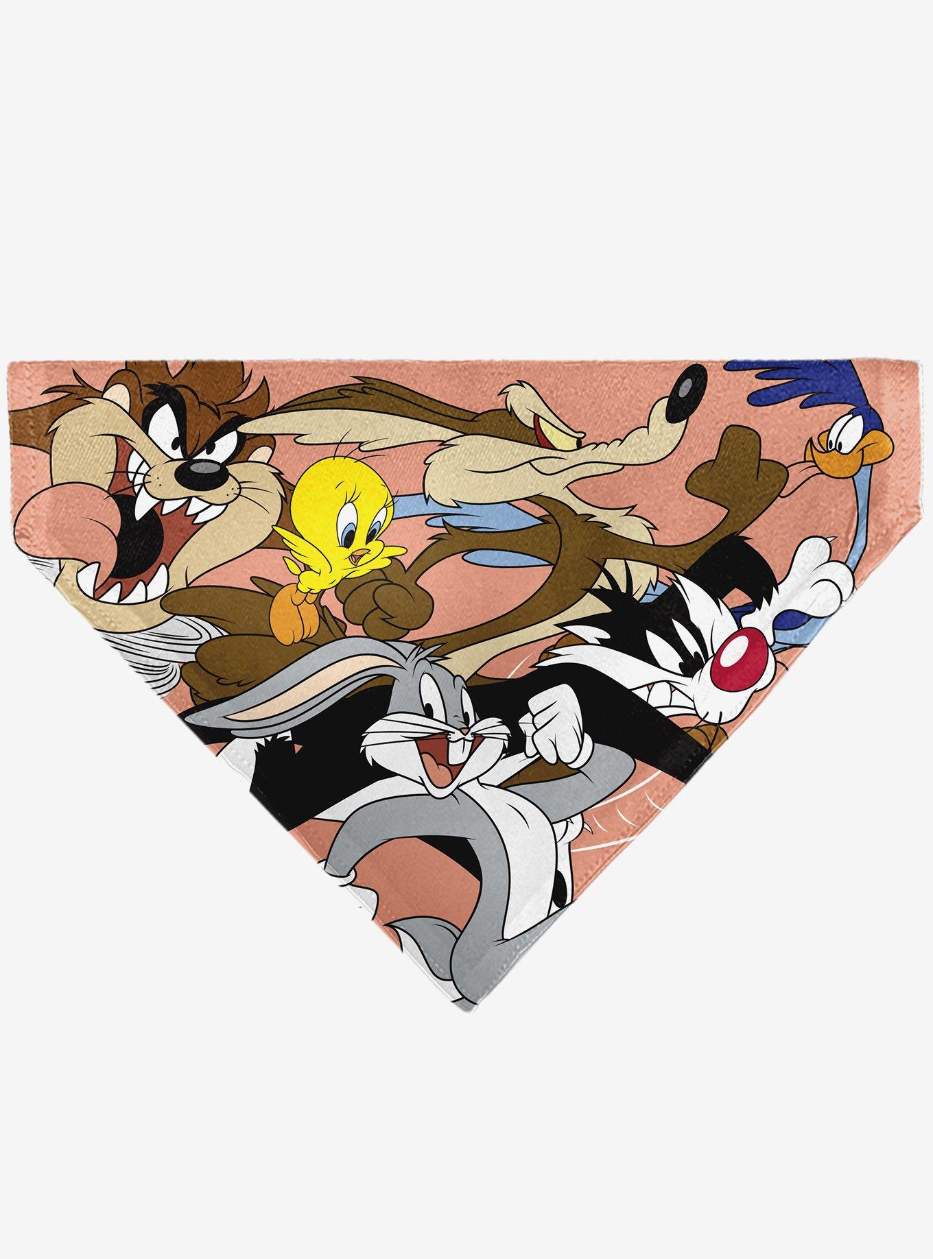Looney Tunes Six Character Running Pose Slip On Collar Pet Bandana - Bandana Only, , hi-res