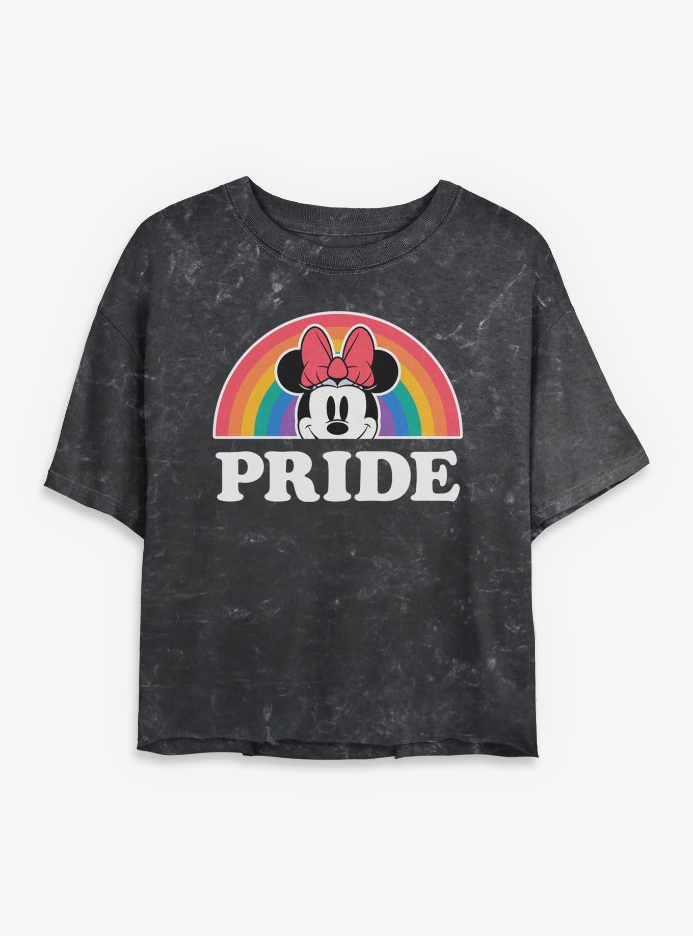 Disney Minnie Mouse Pride Rainbow Girls Mineral Wash Crop T-Shirt, , hi-res