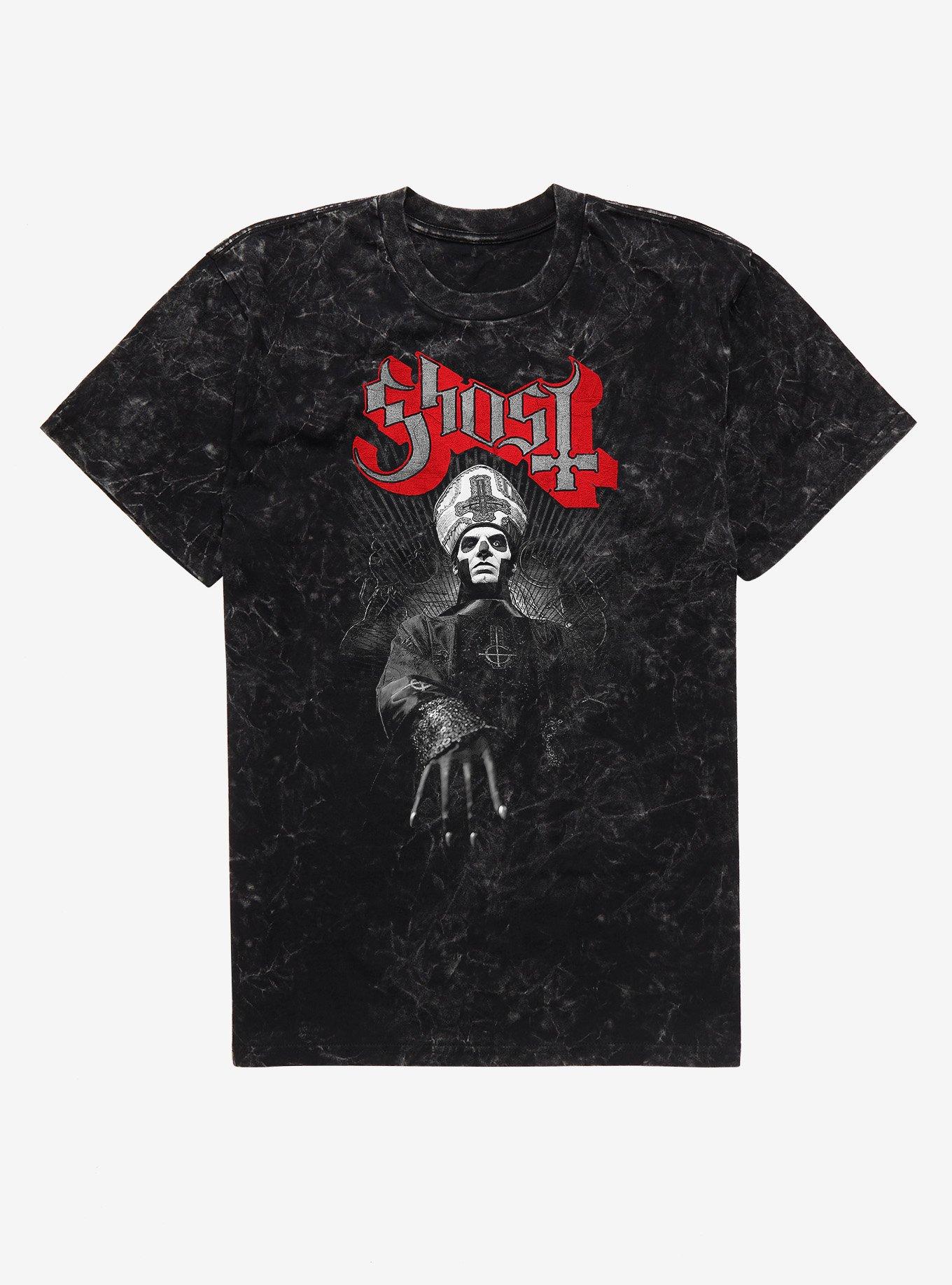 Ghost Papa Emeritus III Black And White Mineral Wash T-Shirt, , hi-res