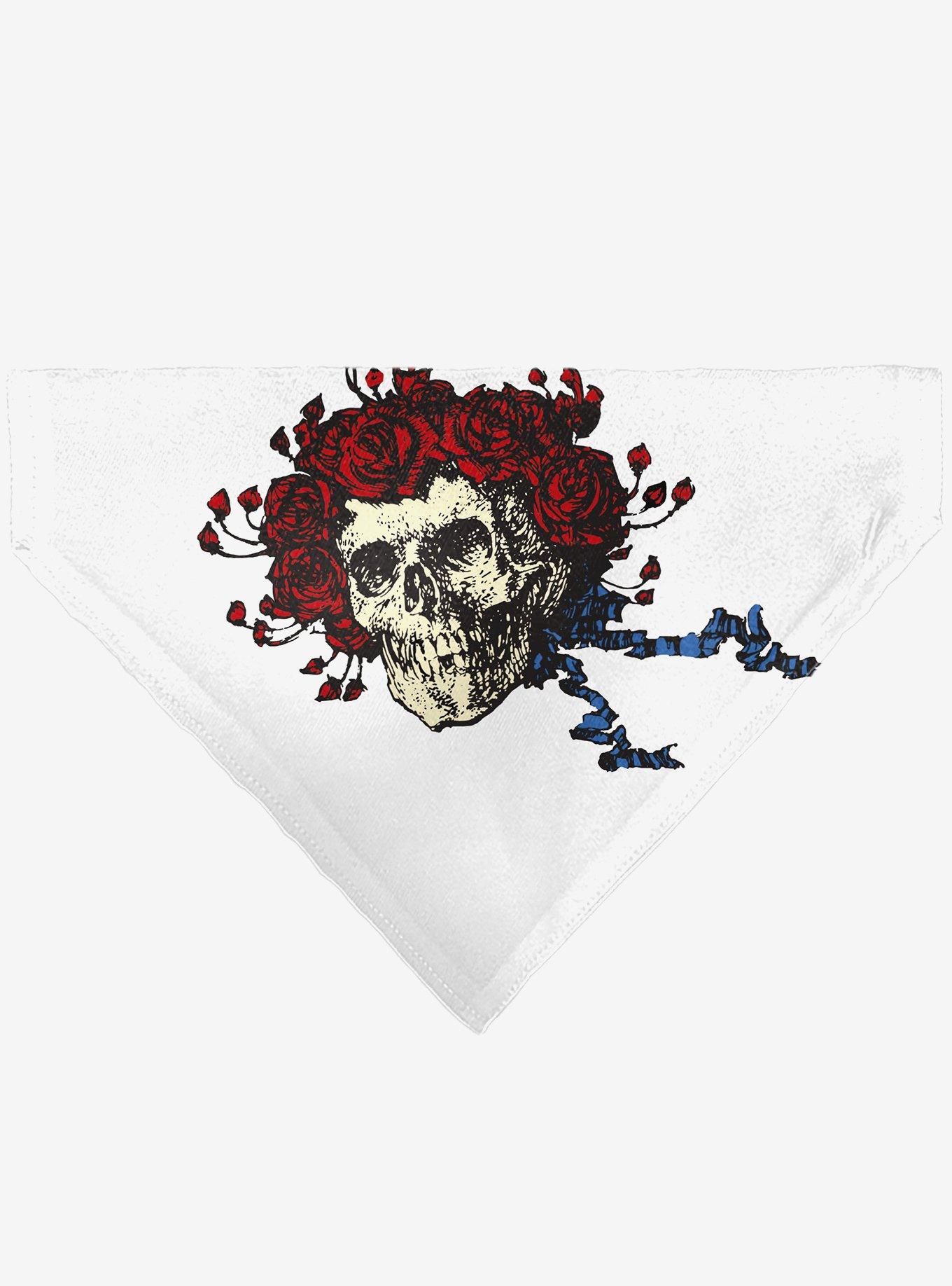Grateful Dead Skull and Rose Face Slip On Collar Pet Bandana - Bandana Only, , hi-res