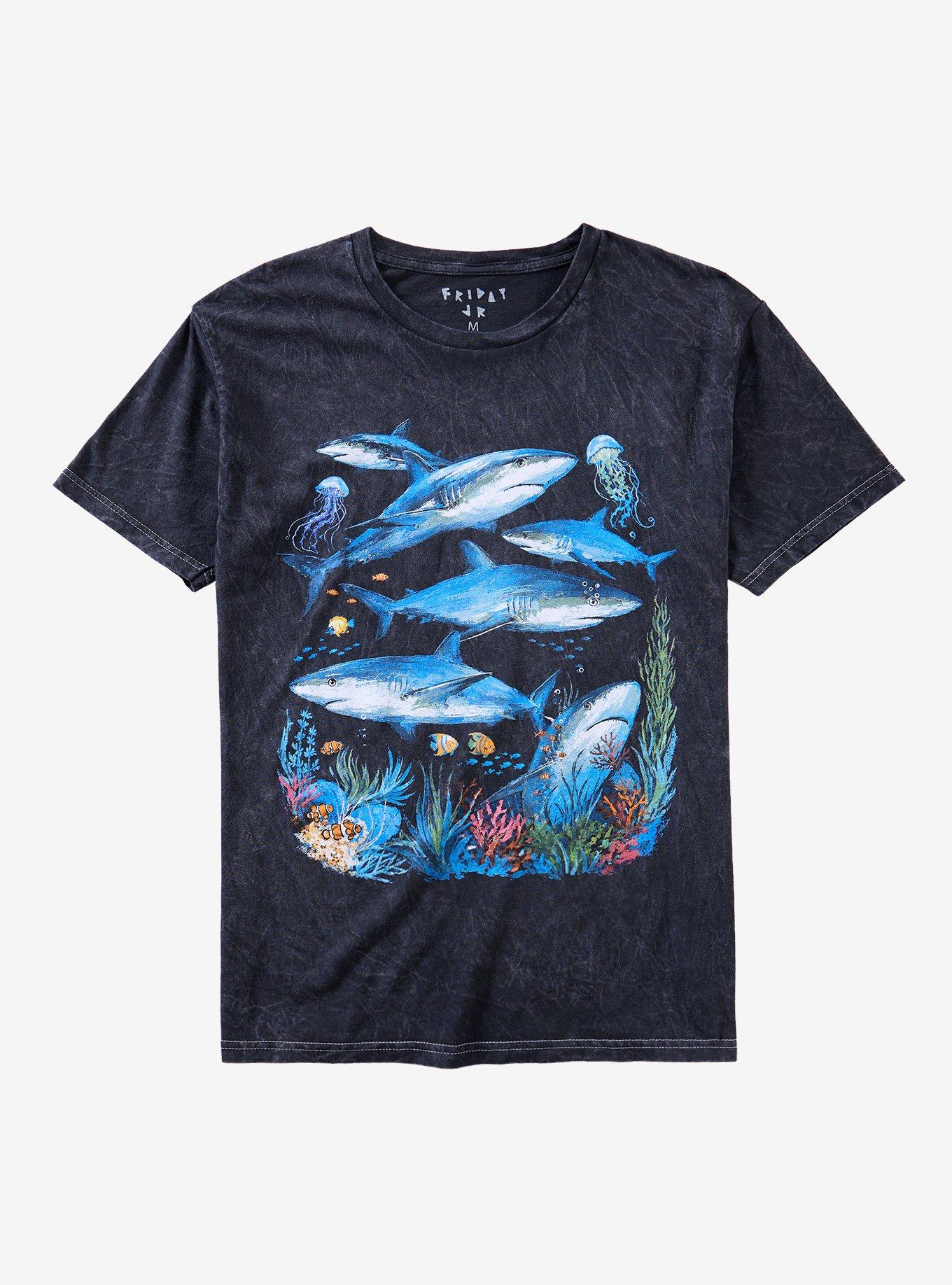 Shark Collage Dark Wash T-Shirt By Friday Jr., , hi-res