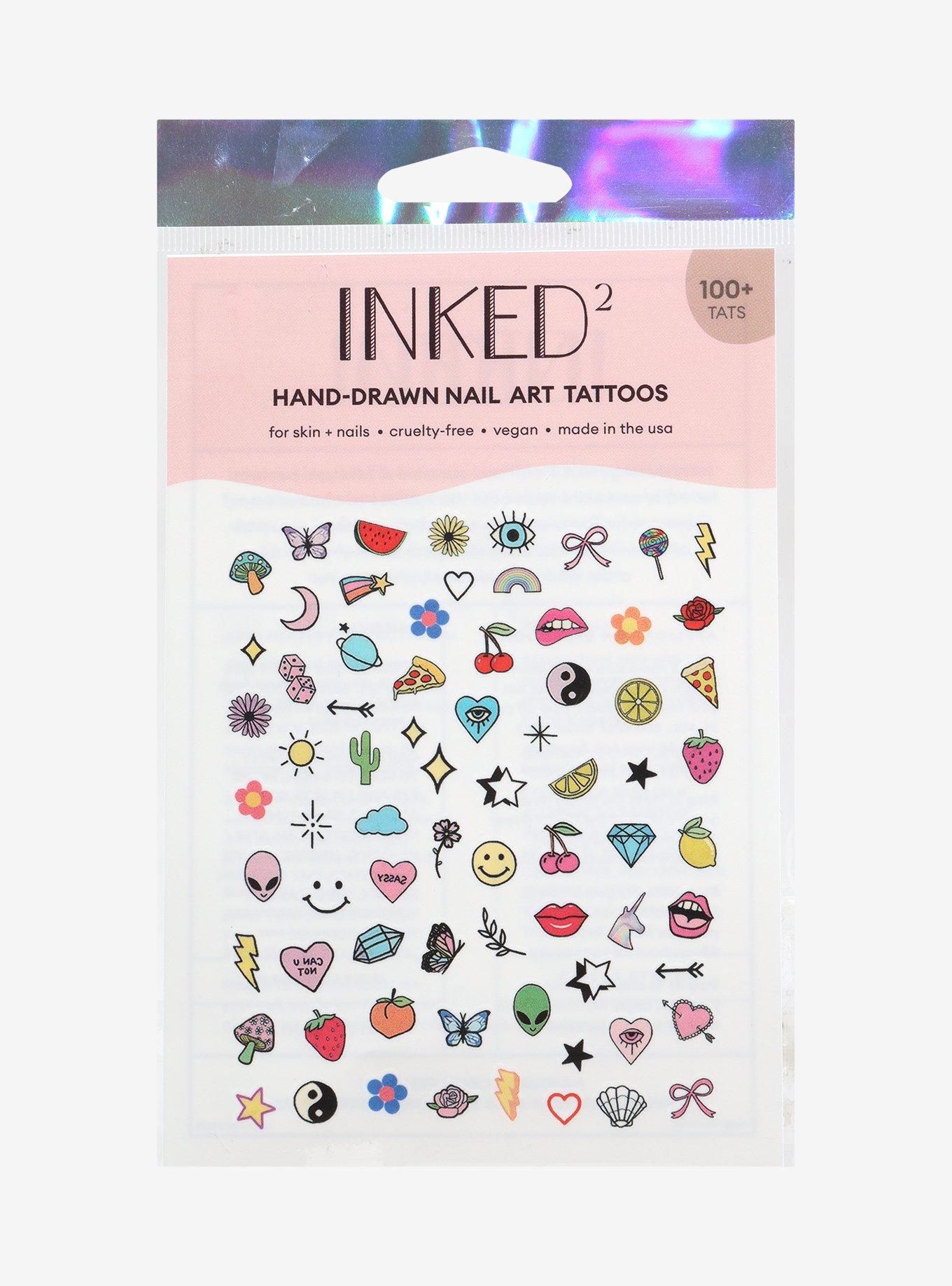 INKED By Dani Colorful Icons Nail Art Tattoo Set, , hi-res