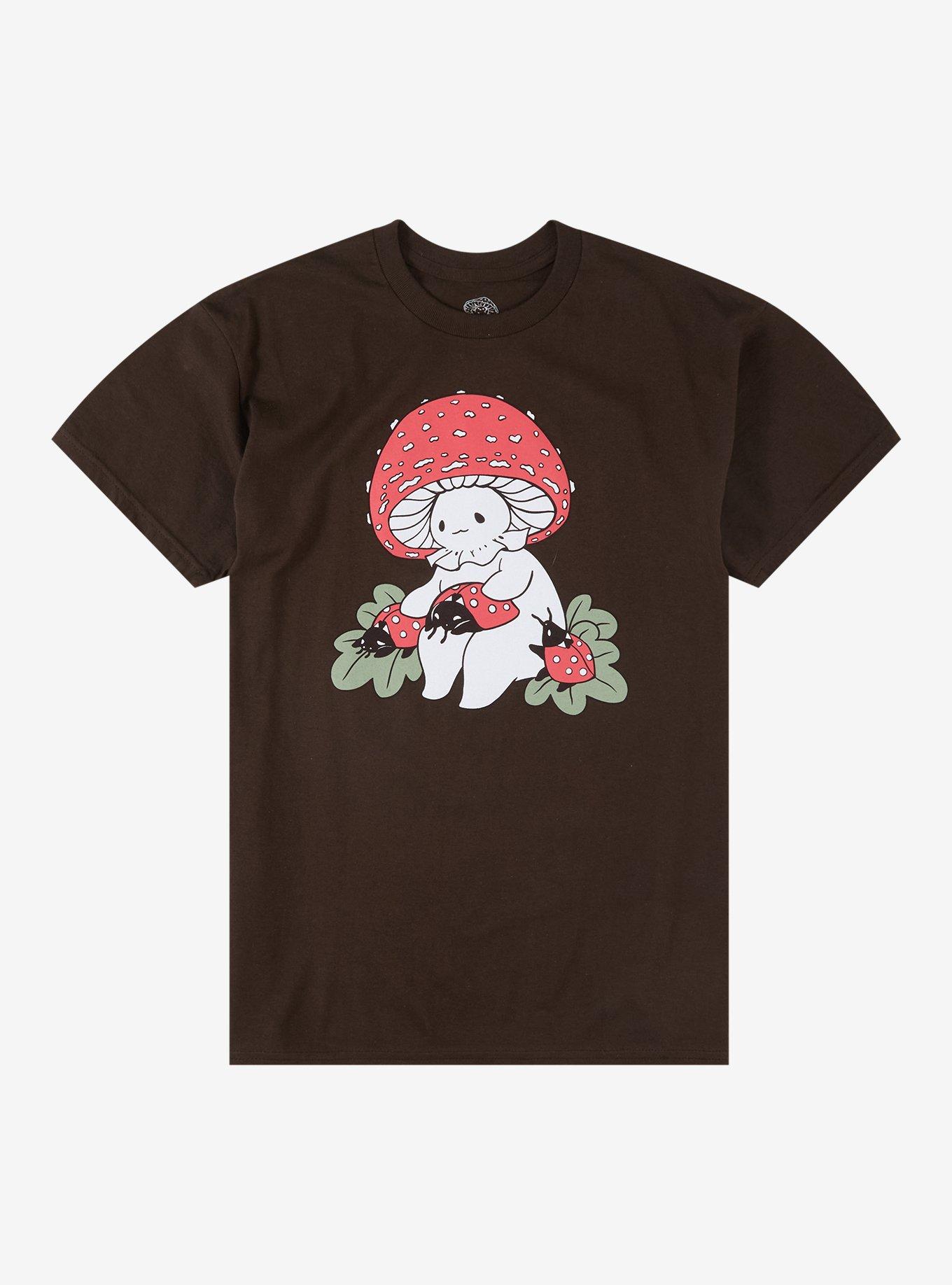 Mushroom Ladybug T-Shirt By Fairydrop Art