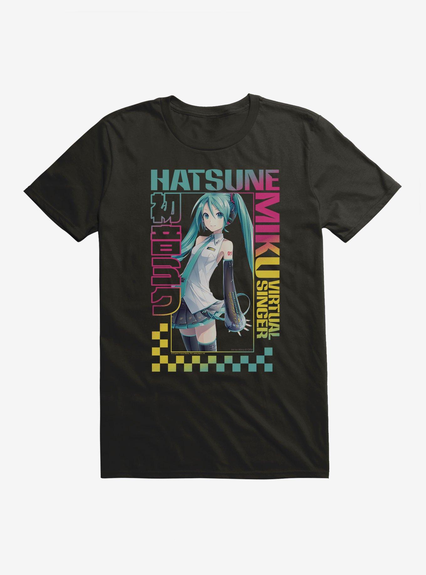 Hatsune Miku Virtual Singer Checkered T-Shirt, , hi-res