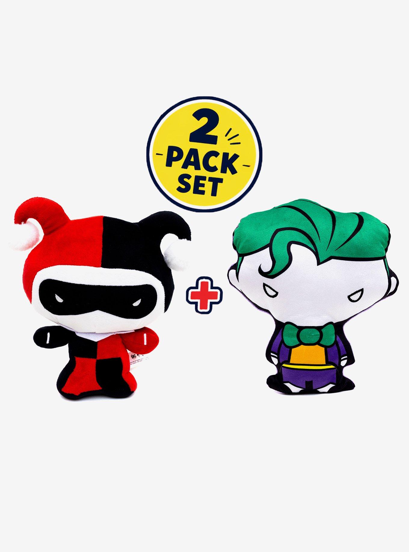 DC Comics Chibi Characters Joker Harley Quinn Dog Toy Squeaky Plush 2-Piece Set, , hi-res