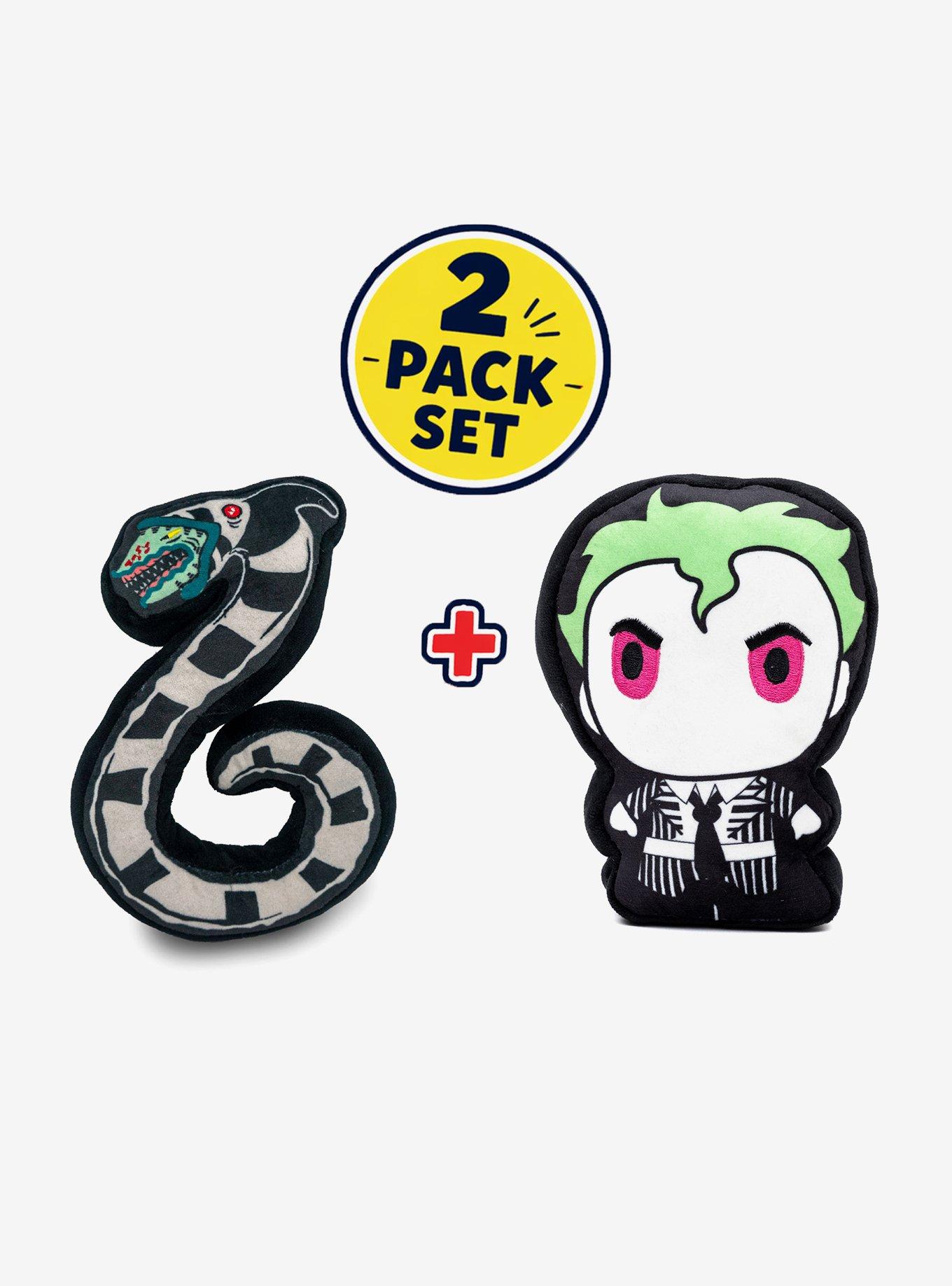 Beetlejuice Characters Chibi Beetlejuice Sandworm Dog Toy Squeaky Plush 2-Piece Set, , hi-res