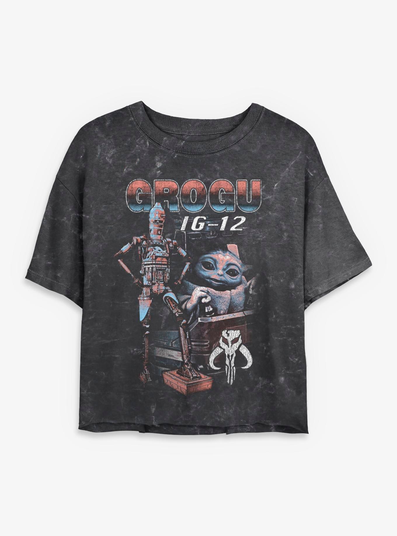 Star Wars The Mandalorian Grogu & IG-12 Girls Mineral Wash Crop T-Shirt, , hi-res