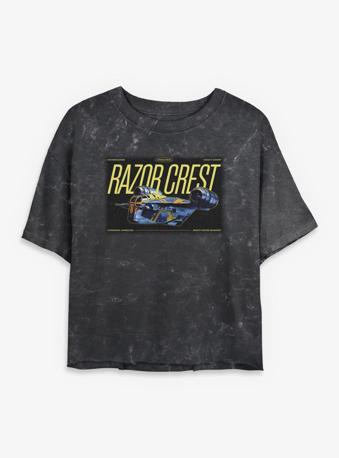 Star Wars The Mandalorian & Grogu Razor Crest Girls Mineral Wash Crop T-Shirt, , hi-res